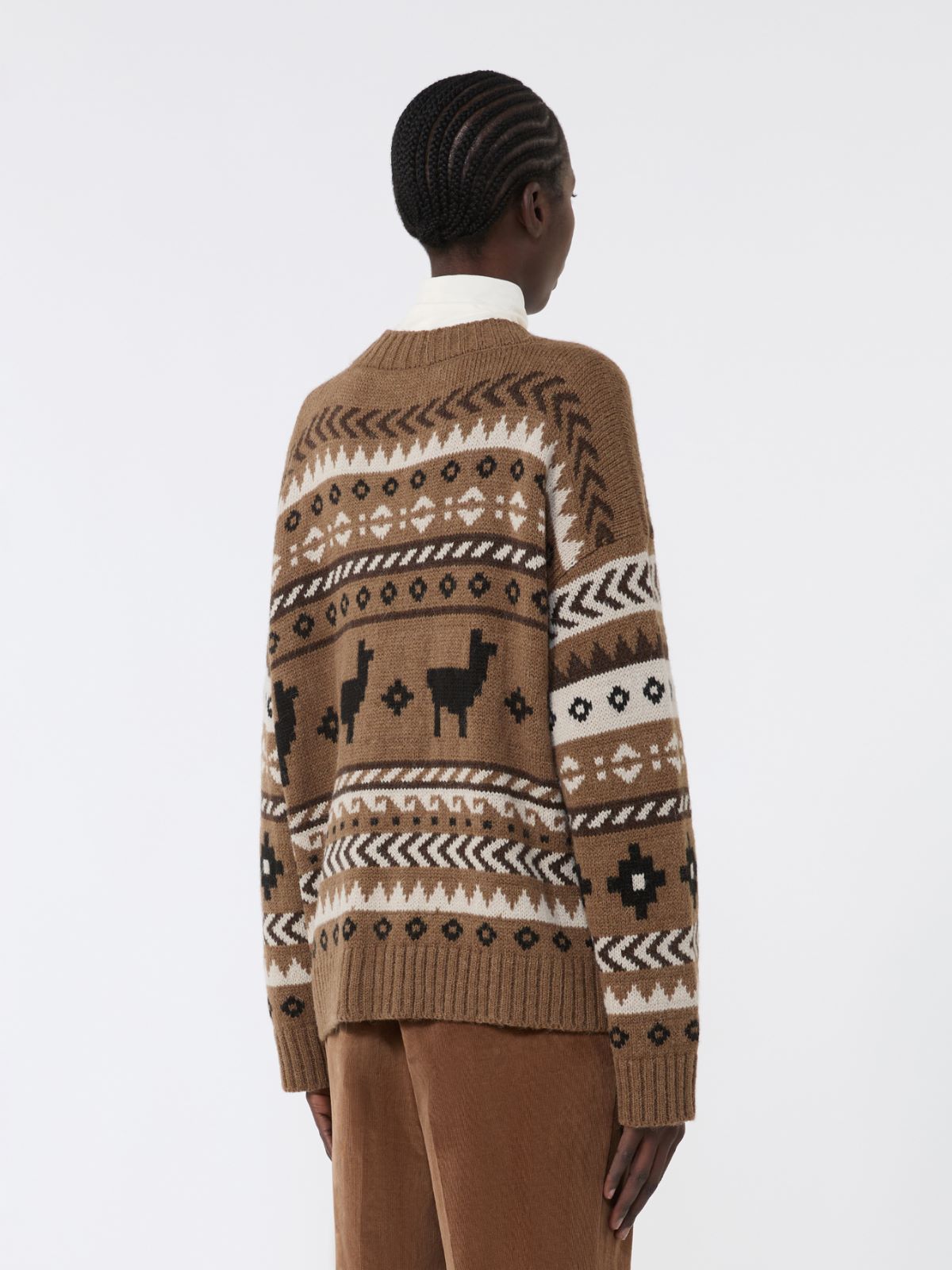 Wool and alpaca jacquard cardigan - CAMEL - Weekend - 3