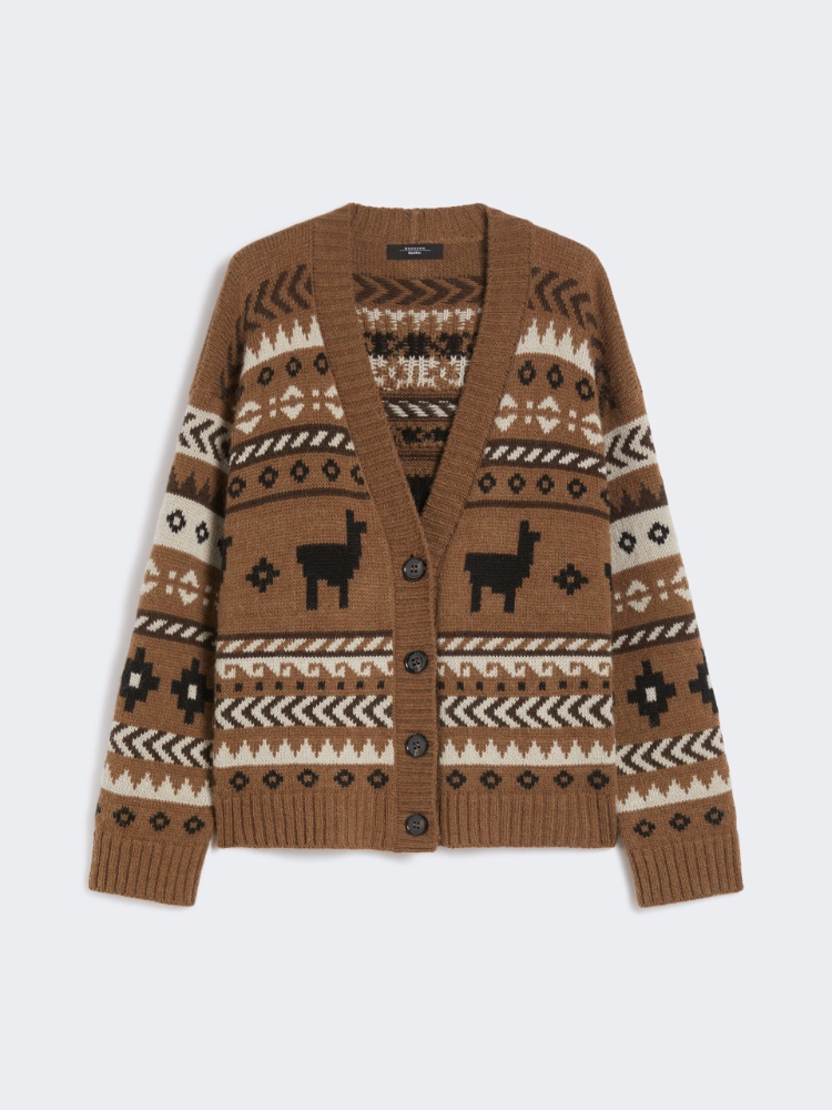 Wool and alpaca jacquard cardigan - CAMEL - Weekend