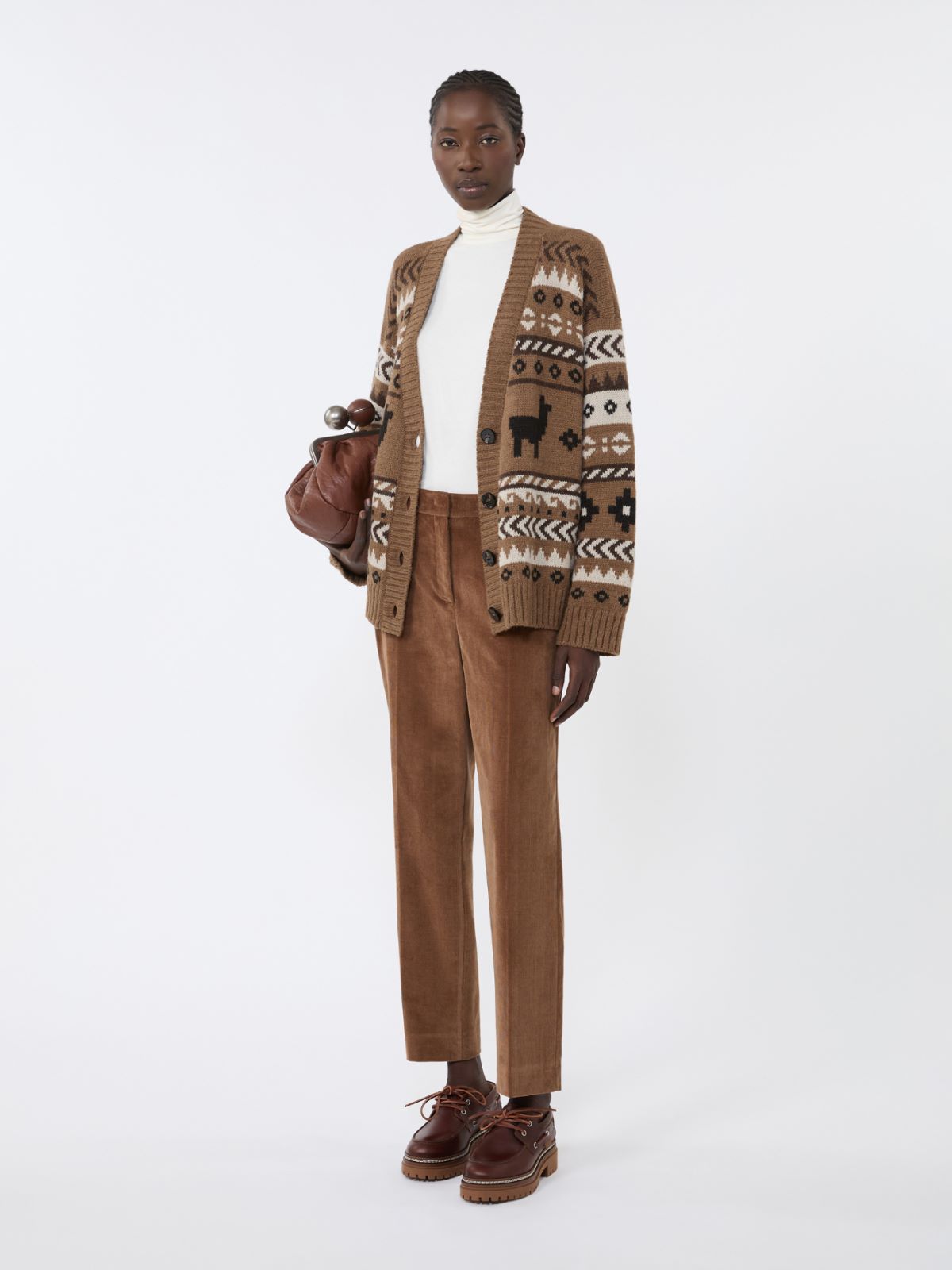 Wool and alpaca jacquard cardigan - CAMEL - Weekend