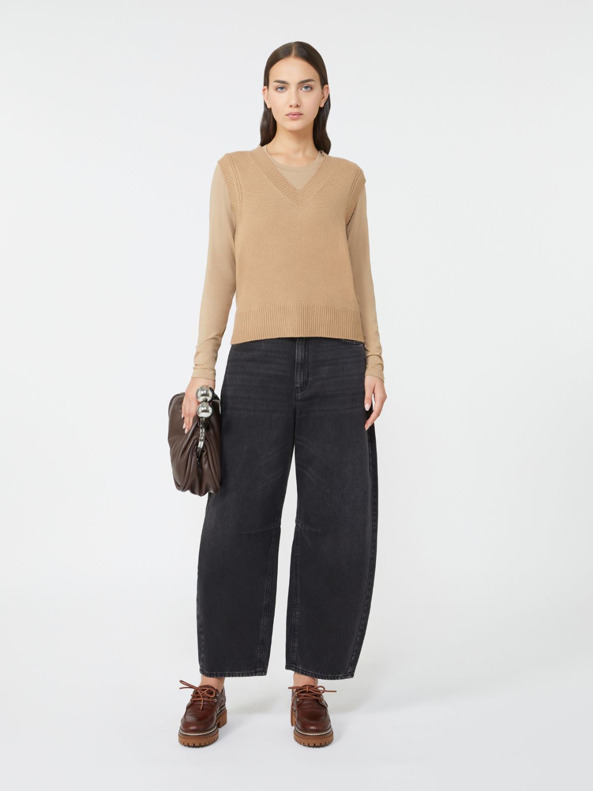 Cashmere knit gilet - CAMEL - Weekend