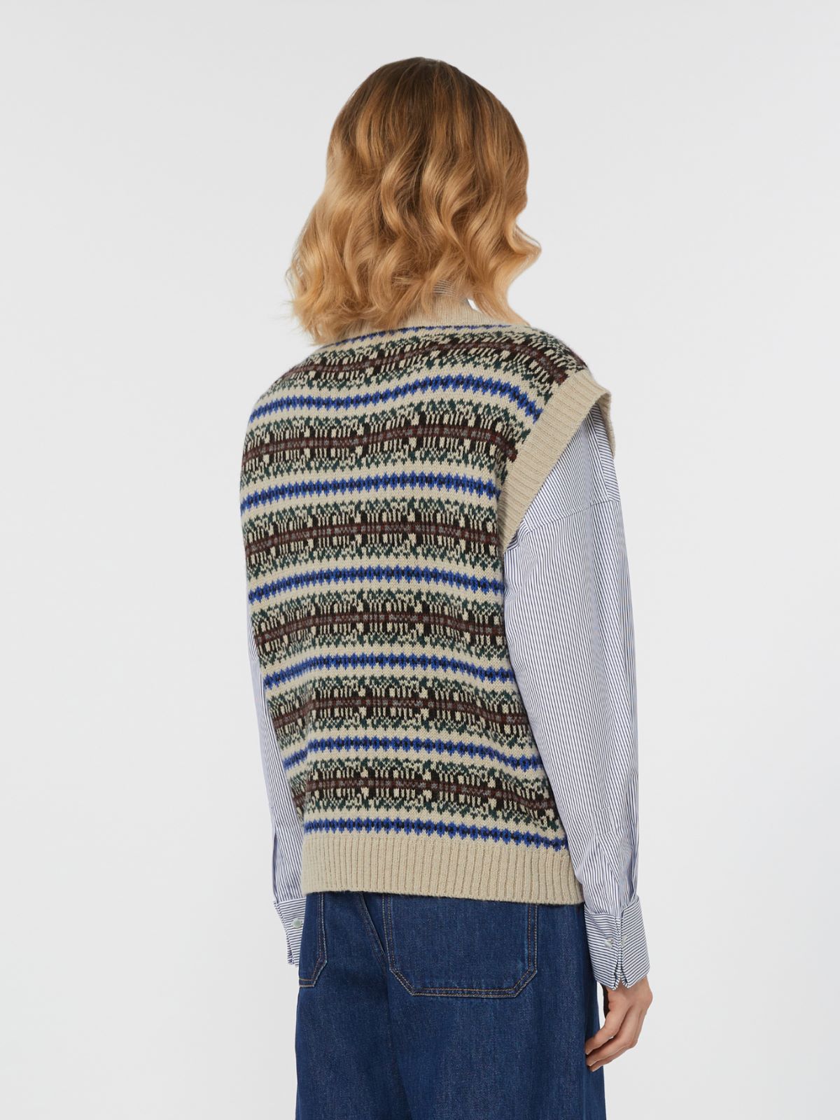 Gilet in jacquard di alpaca e lana - ECRU - Weekend - 3