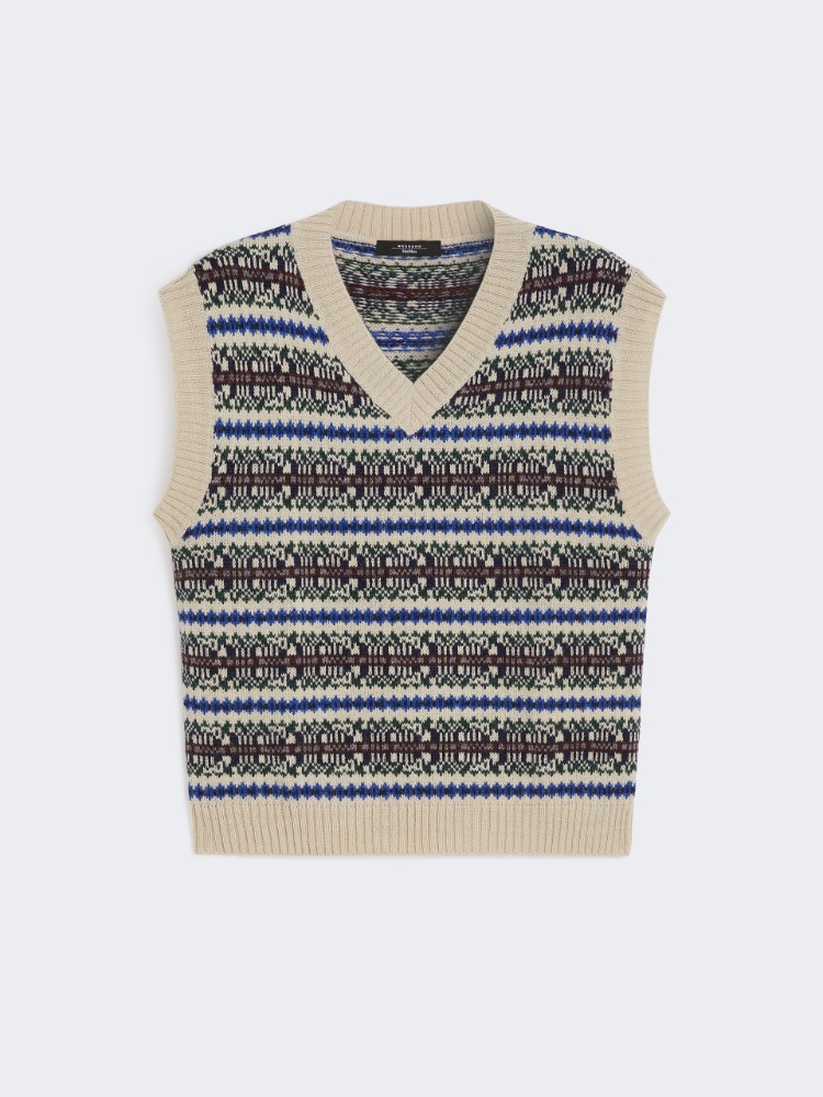 Gilet in jacquard di alpaca e lana - ECRU - Weekend - 6