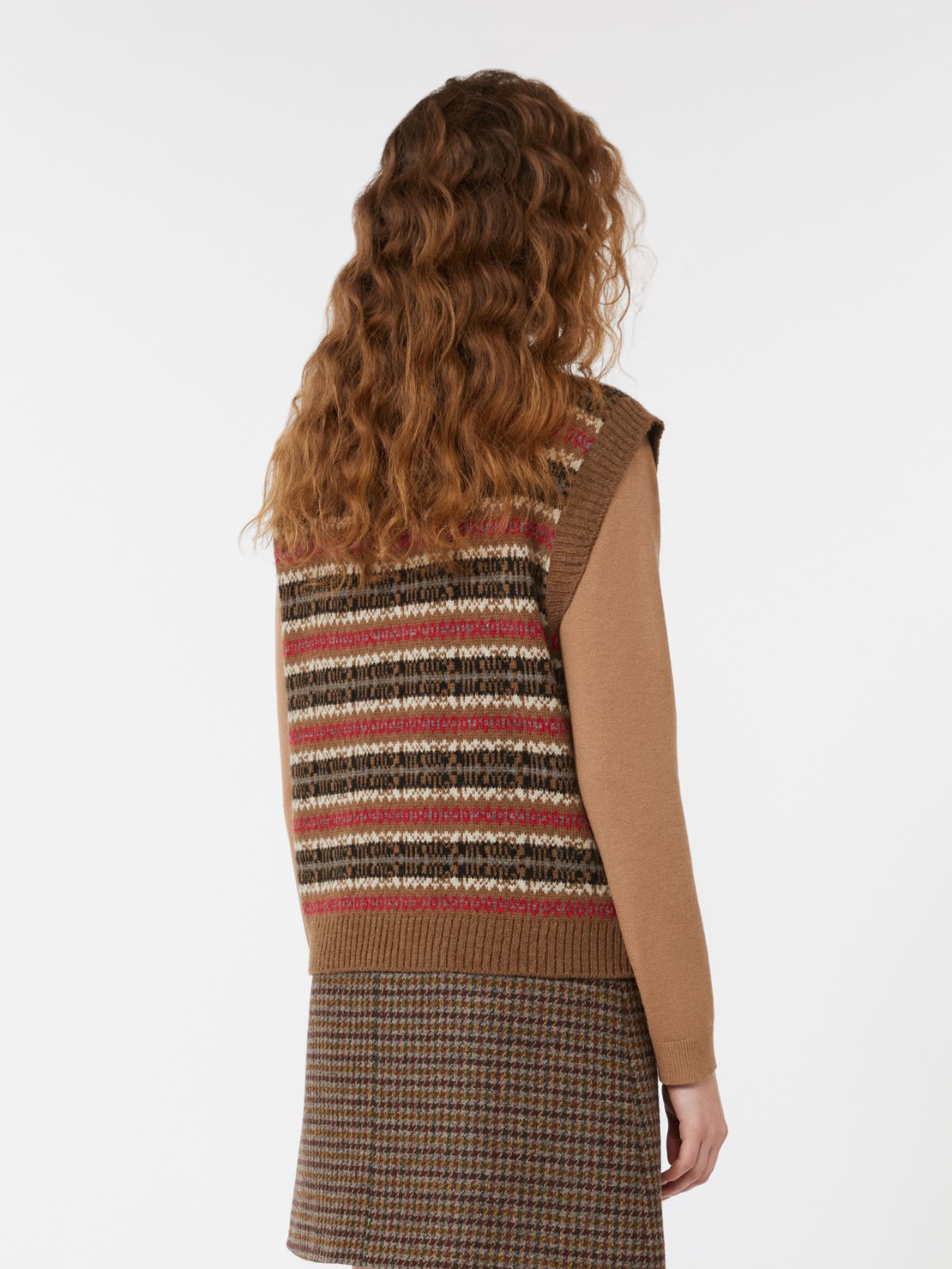 Gilet in jacquard di alpaca e lana - CAMMELLO - Weekend - 3