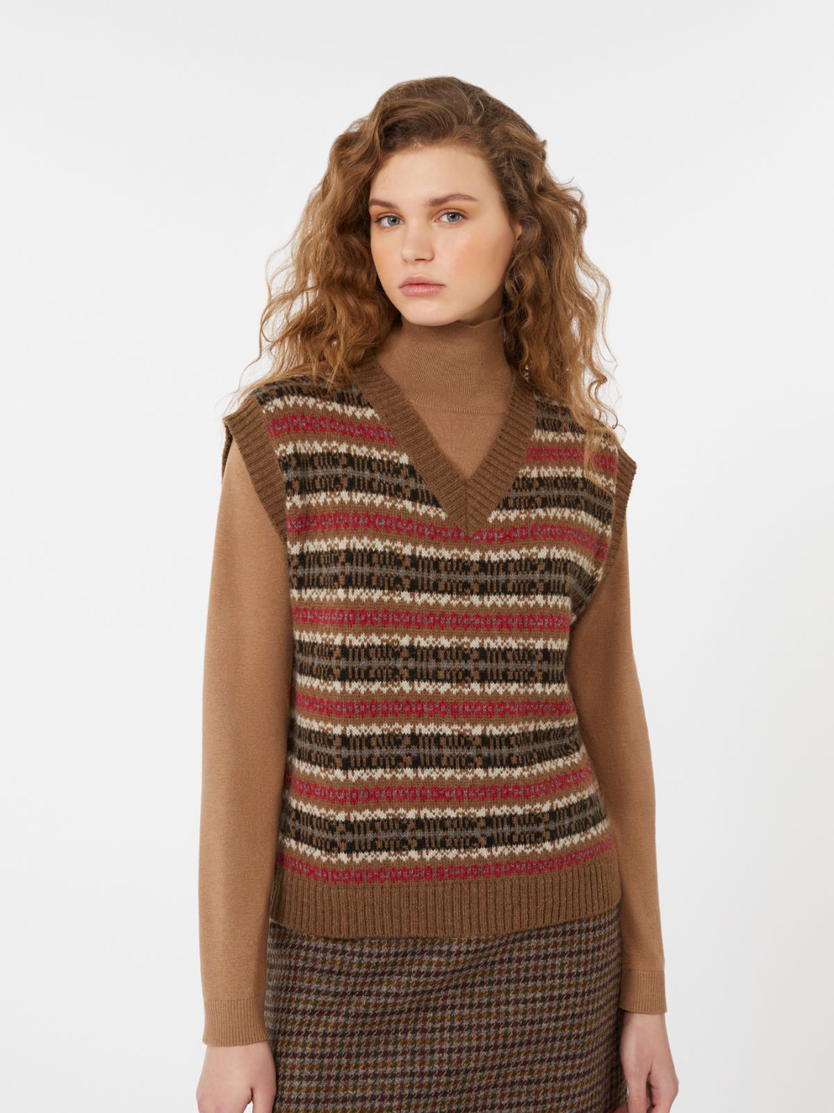 Gilet in jacquard di alpaca e lana - CAMMELLO - Weekend - 4