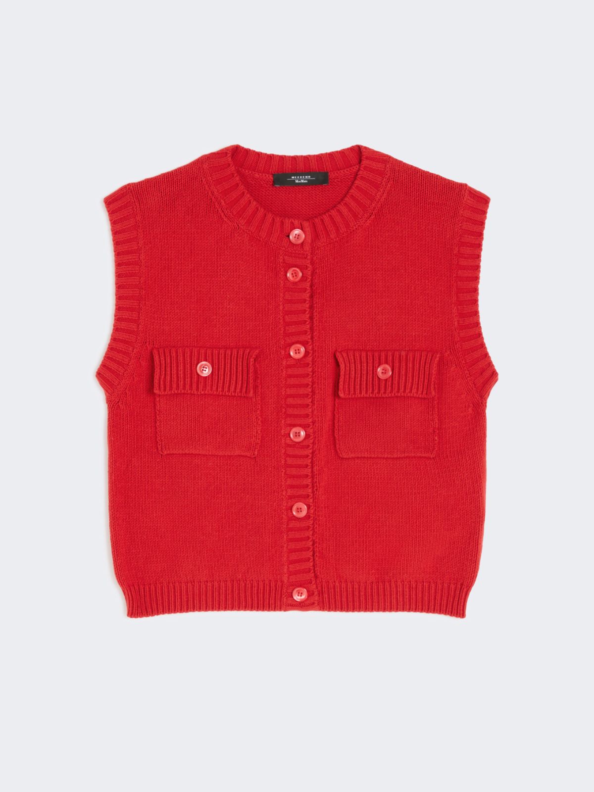 Cotton-blend yarn gilet - RED - Weekend - 5