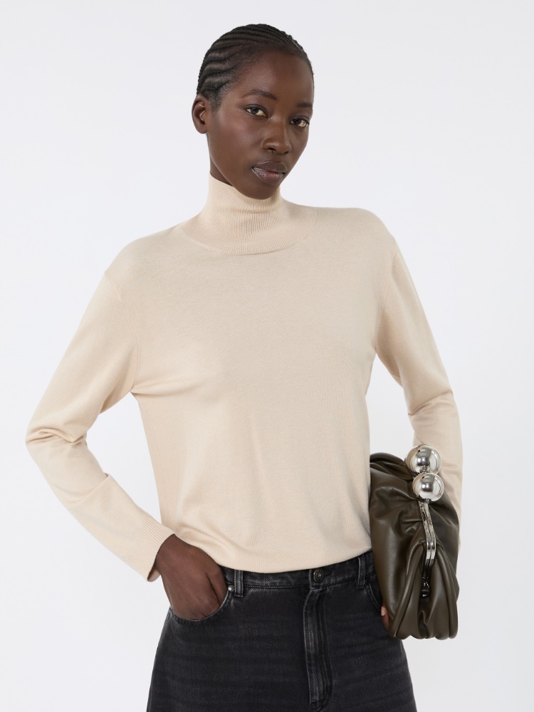 Wool and silk knit turtleneck - BEIGE - Weekend