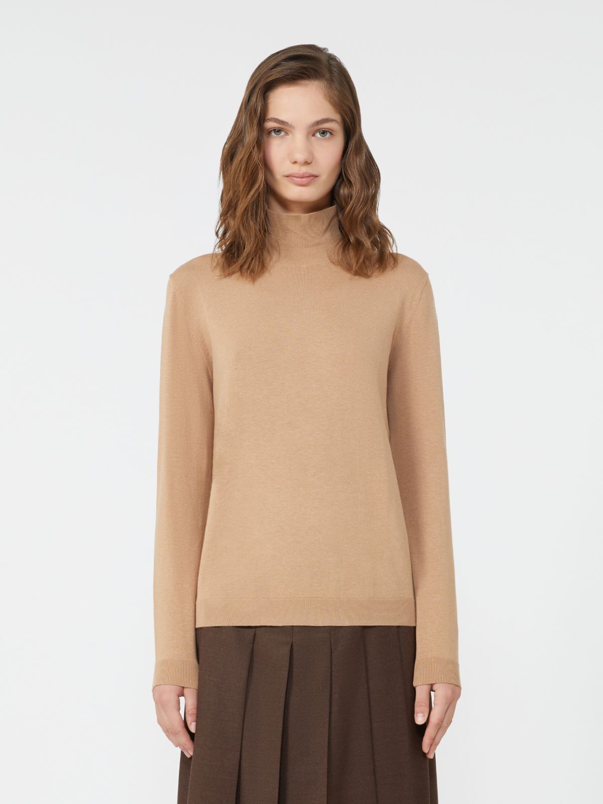 Wool and silk knit turtleneck - CAMEL - Weekend - 2