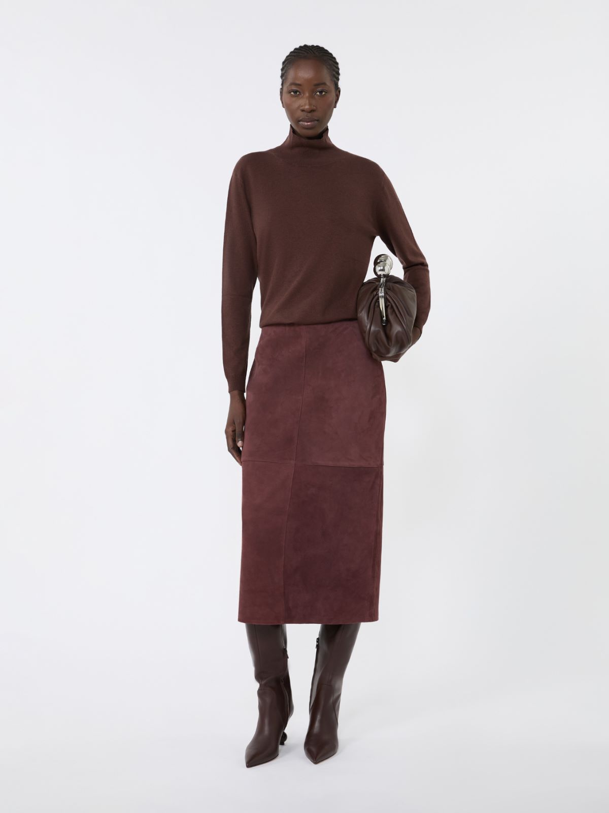 Wool and silk knit turtleneck - CHOCOLATE - Weekend