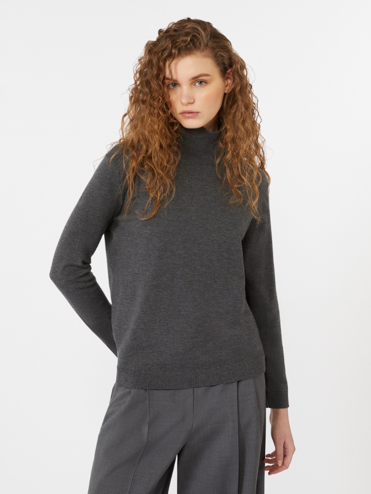 Wool and silk knit turtleneck - DARK GREY - Weekend