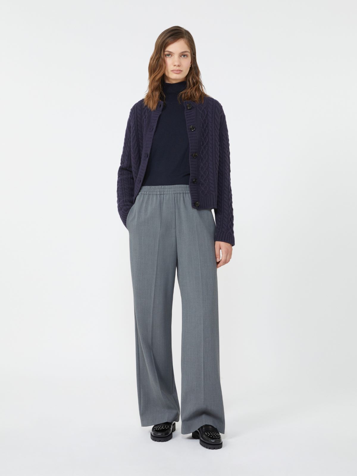 Wool and silk knit turtleneck - NAVY - Weekend