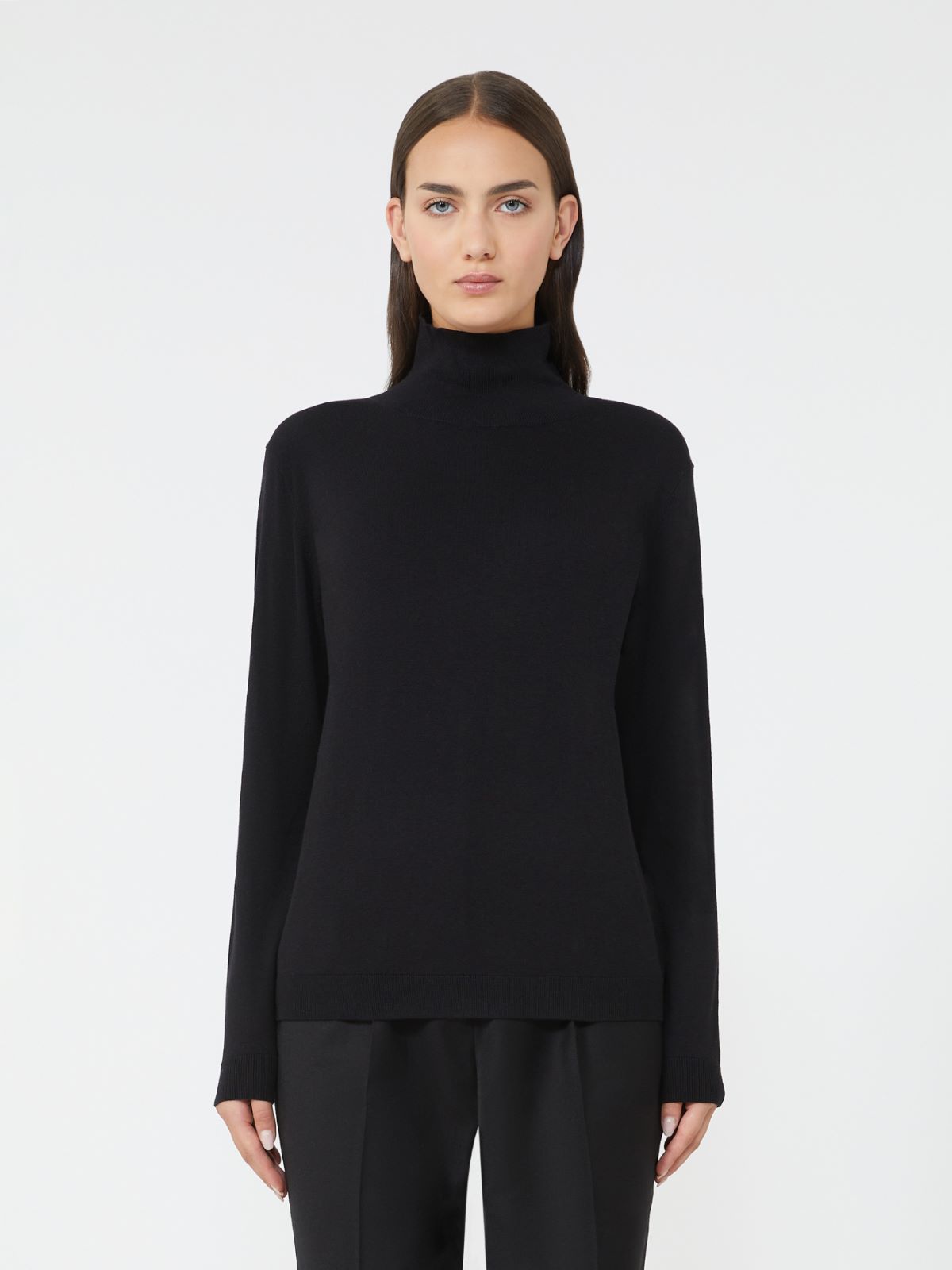 Wool and silk knit turtleneck - BLACK - Weekend - 2