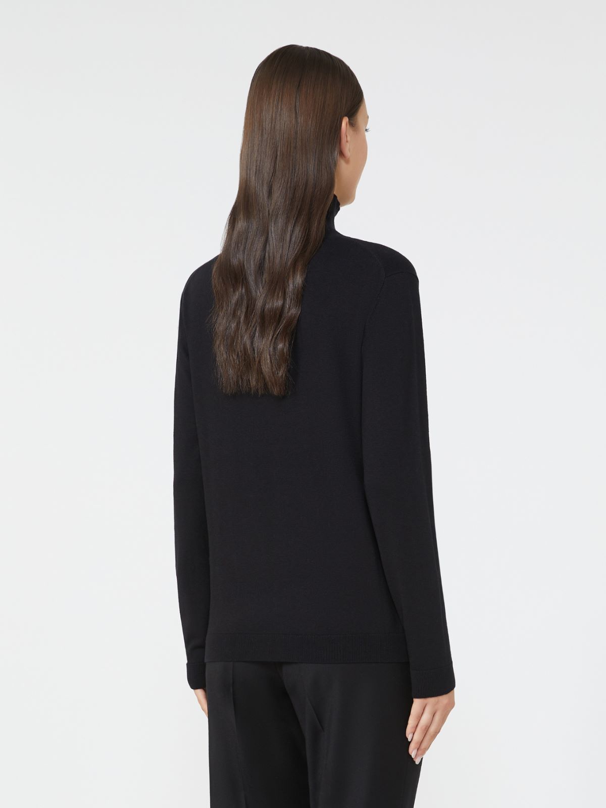 Wool and silk knit turtleneck - BLACK - Weekend - 3