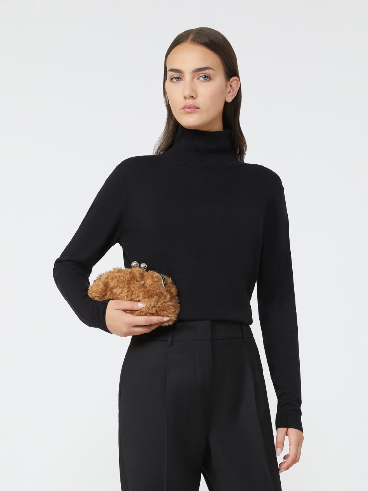 Wool and silk knit turtleneck - BLACK - Weekend