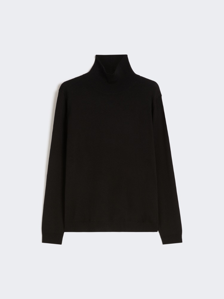 Wool and silk knit turtleneck - BLACK - Weekend