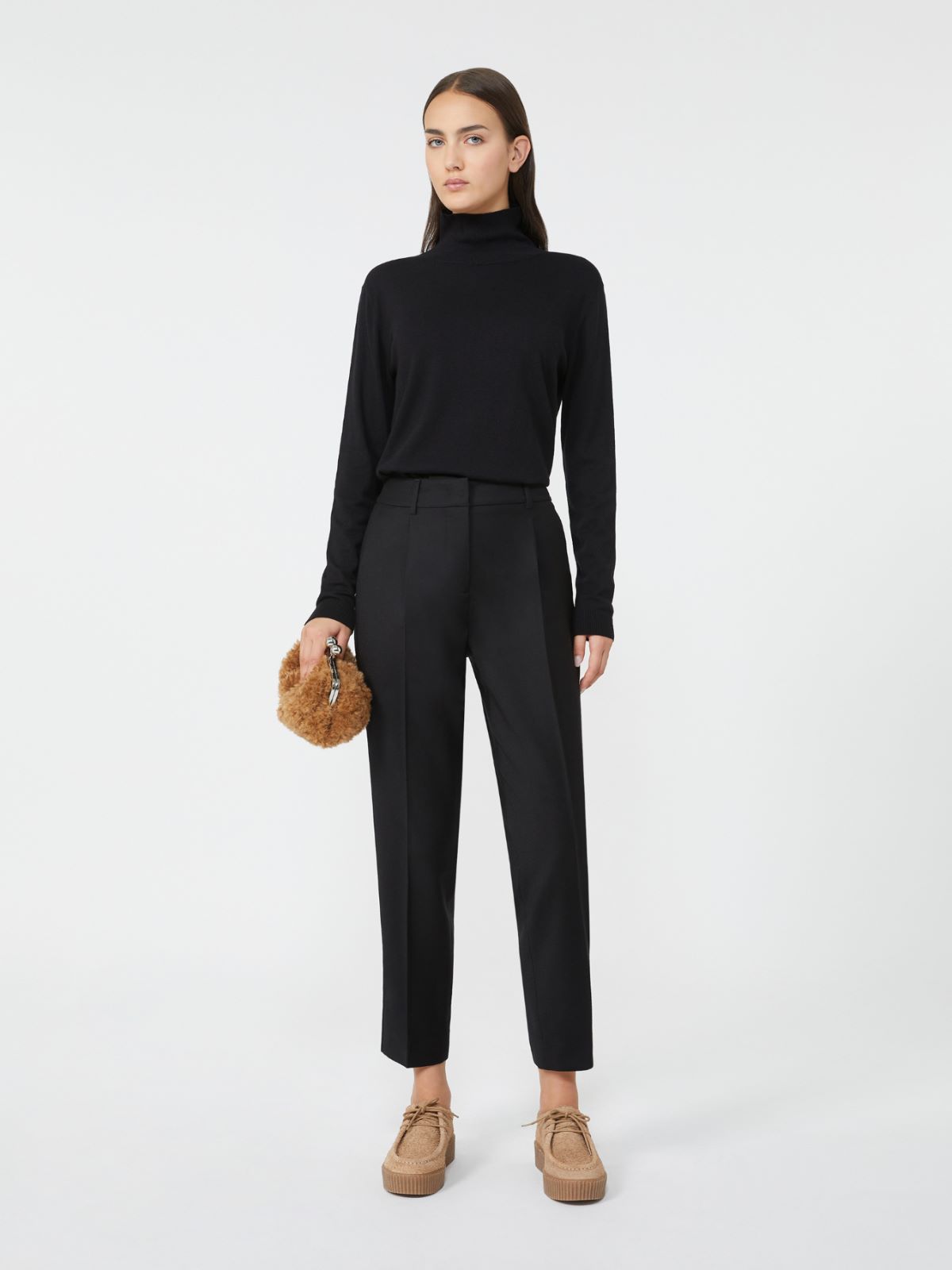 Wool and silk knit turtleneck - BLACK - Weekend