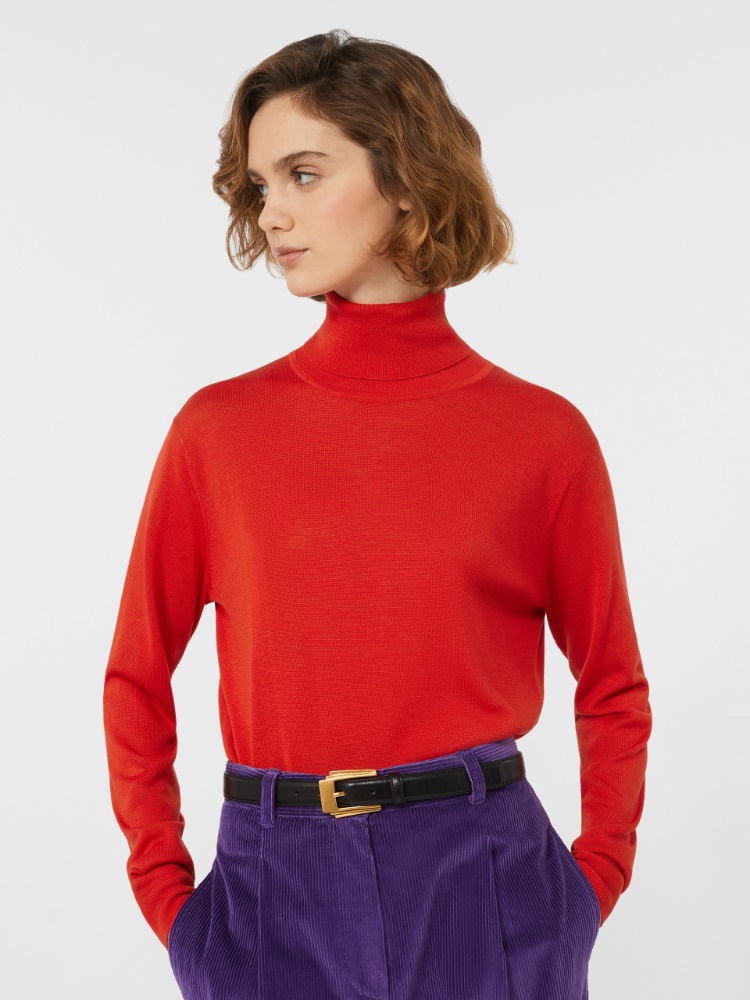 Wool and silk yarn turtleneck - RED - Weekend