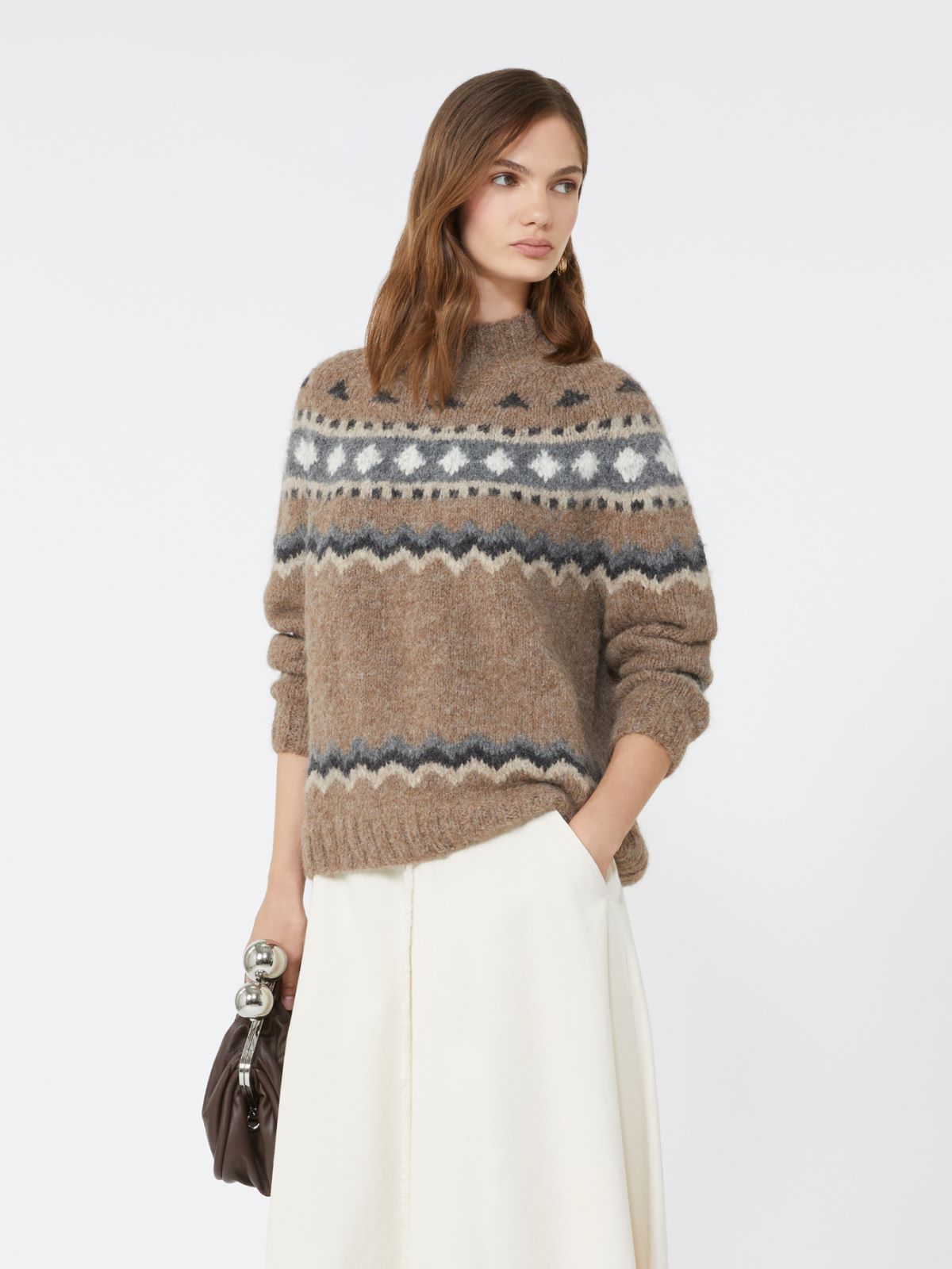 Jacquard alpaca turtleneck - MARRON GLACE' - Weekend - 4