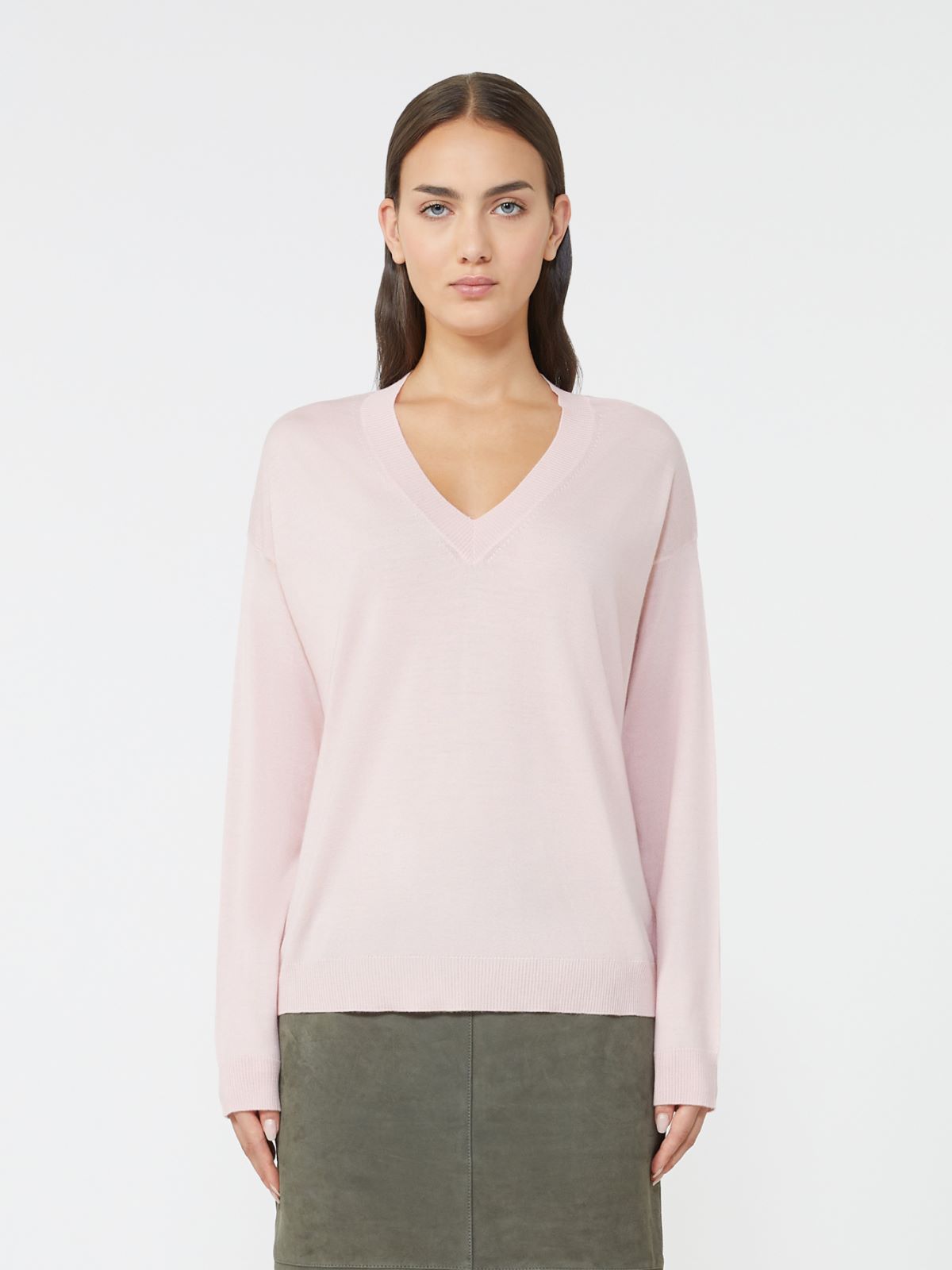 Wool and cashmere V-neck jumper - PINK - Weekend - 2