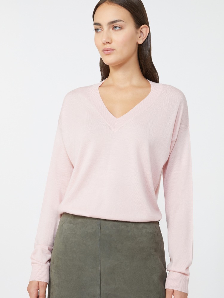 Wool and cashmere V-neck jumper - PINK - Weekend