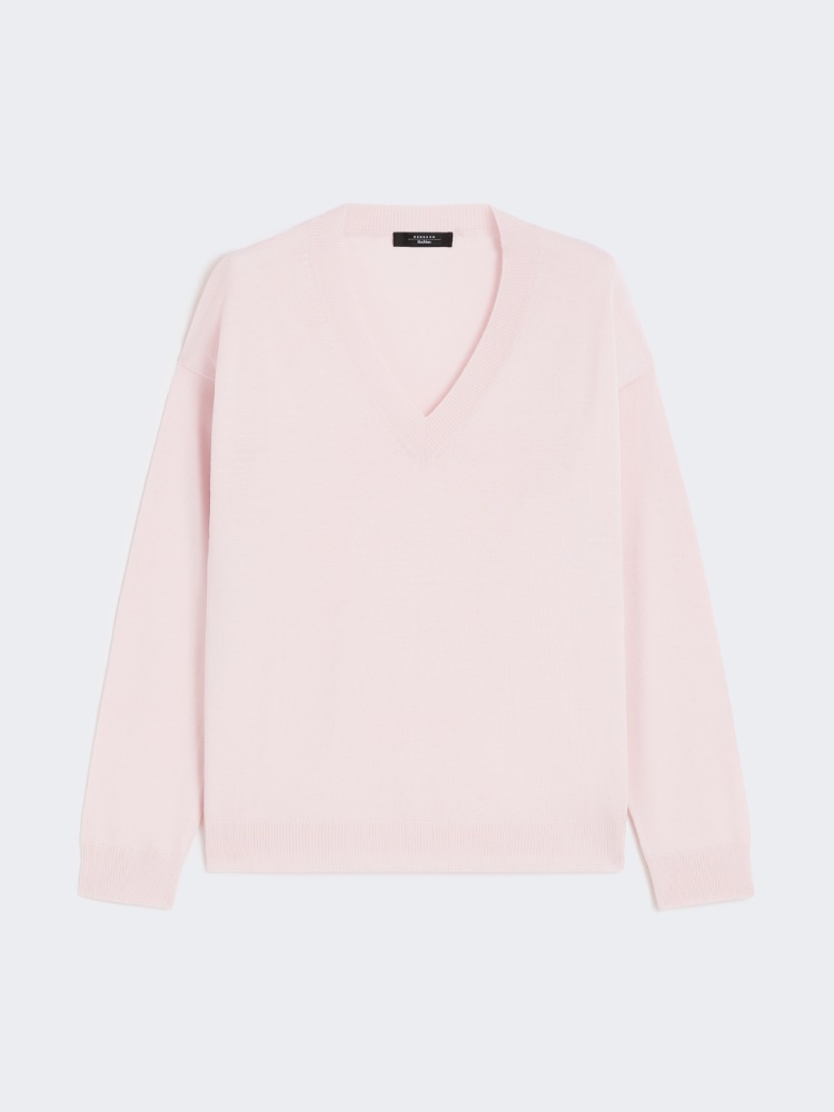 Wool and cashmere V-neck jumper - PINK - Weekend - 2