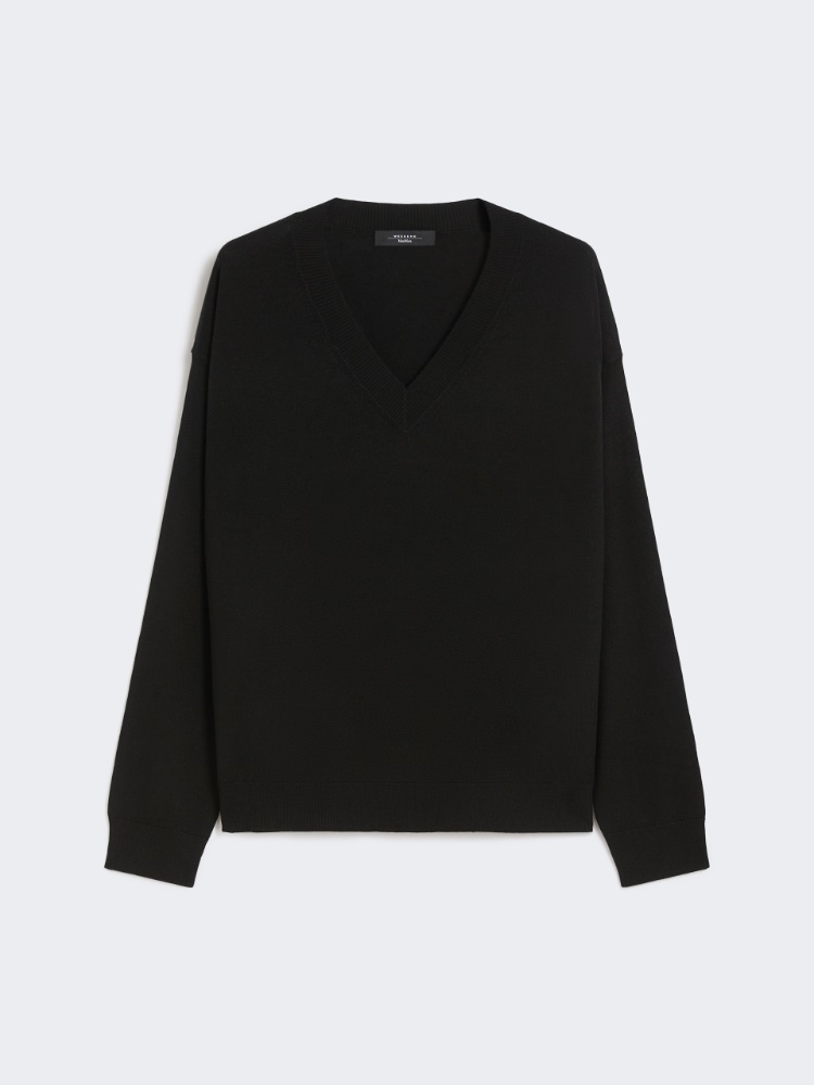 Wool and cashmere V-neck jumper - BLACK - Weekend - 6