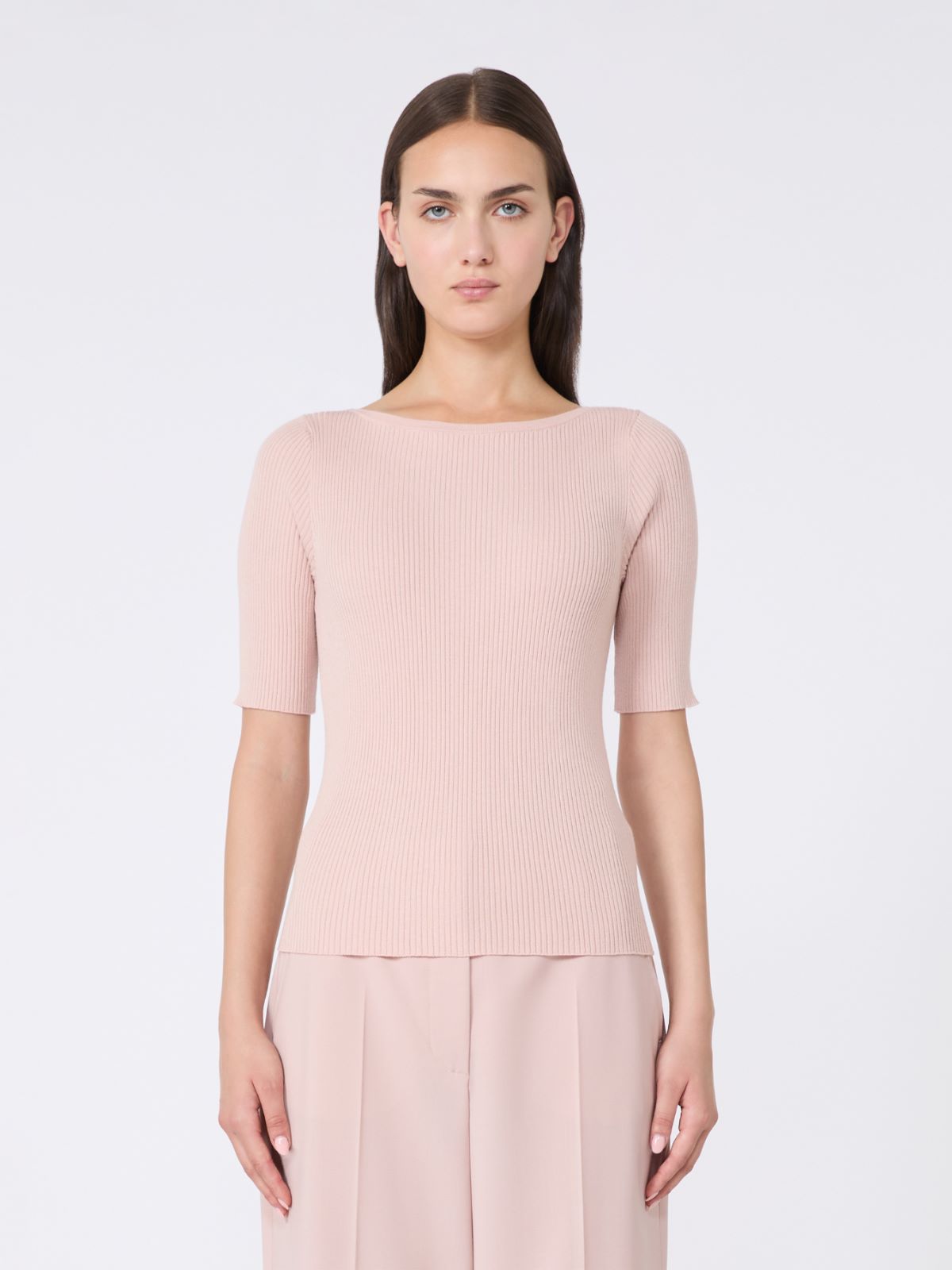 Slim-fit stretch viscose T-shirt - POWDER - Weekend - 2