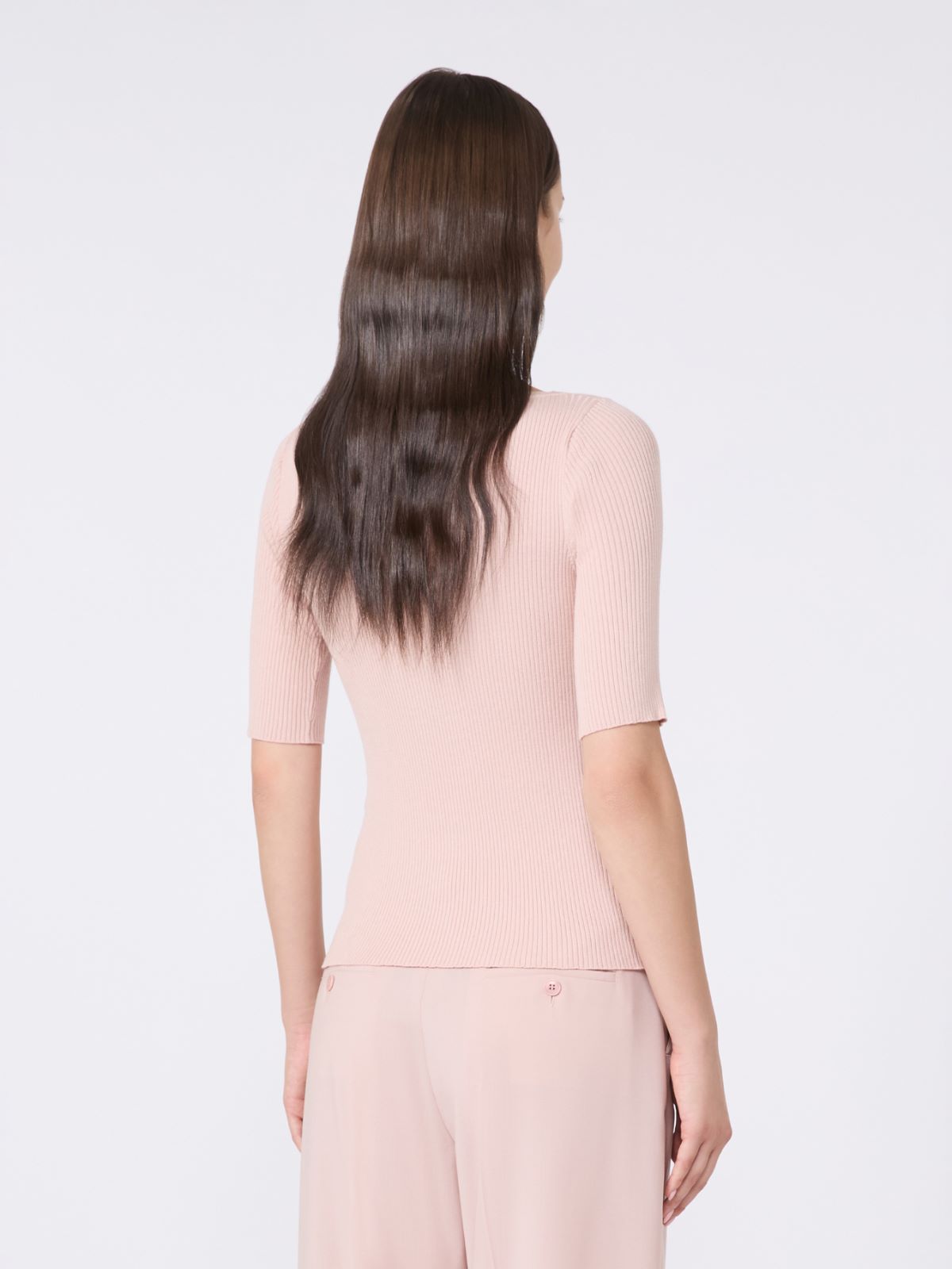 Slim-fit stretch viscose T-shirt - POWDER - Weekend - 3