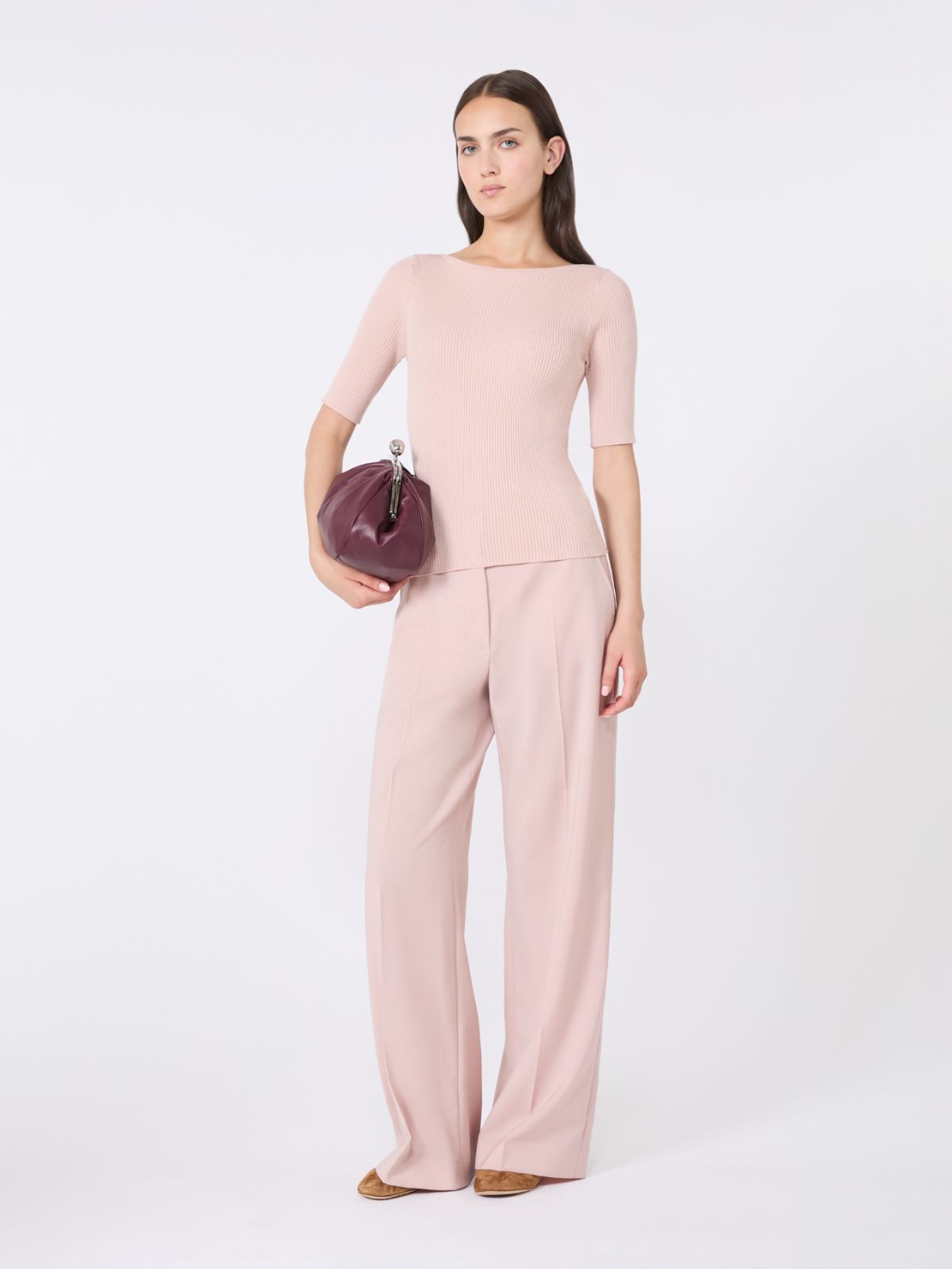 Slim-fit stretch viscose T-shirt - POWDER - Weekend