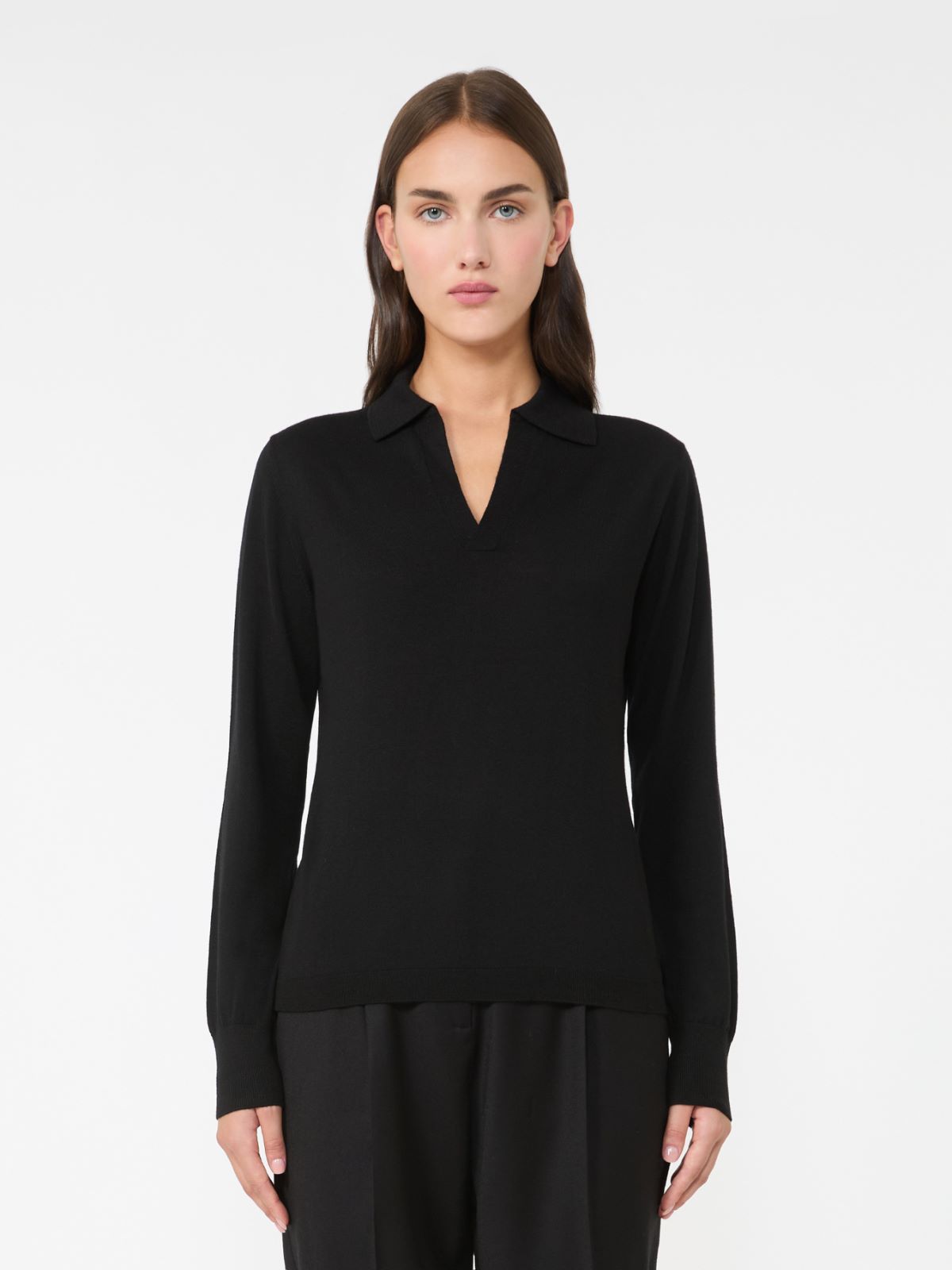 Wool and cashmere polo shirt - BLACK - Weekend - 2