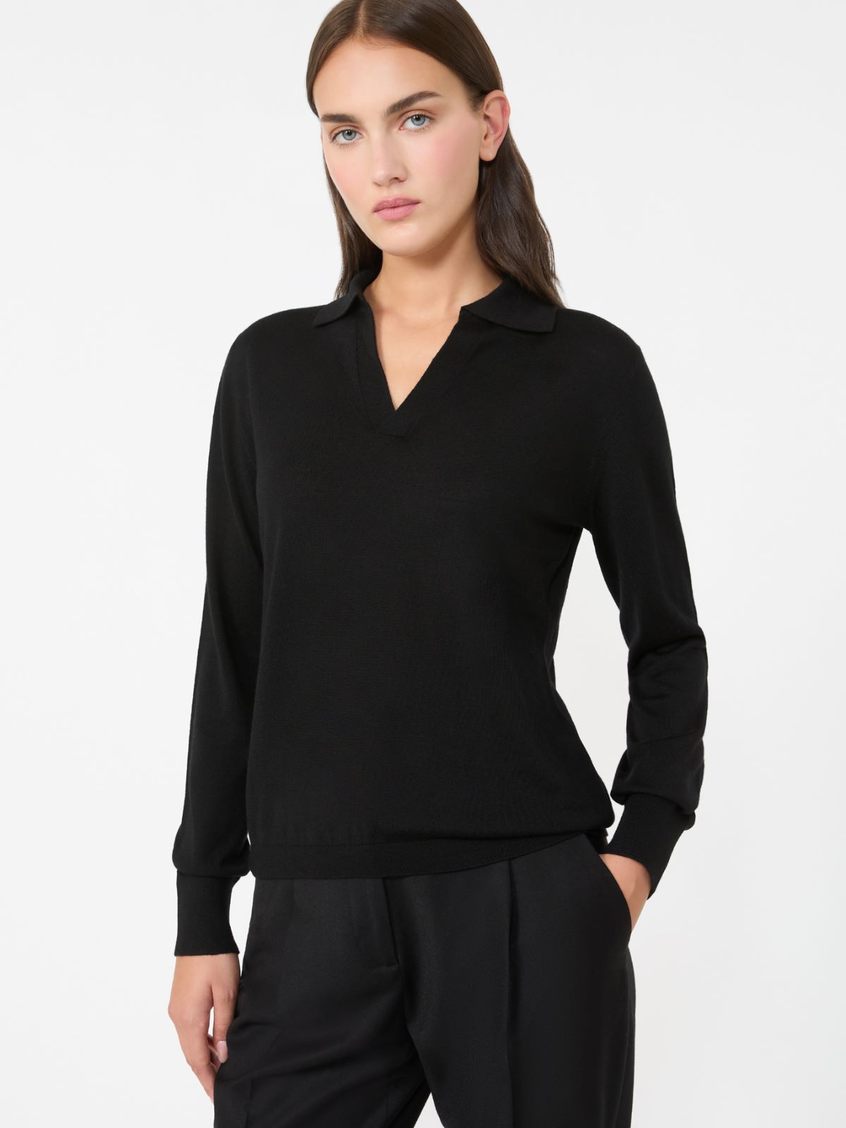 Wool and cashmere polo shirt - BLACK - Weekend - 4