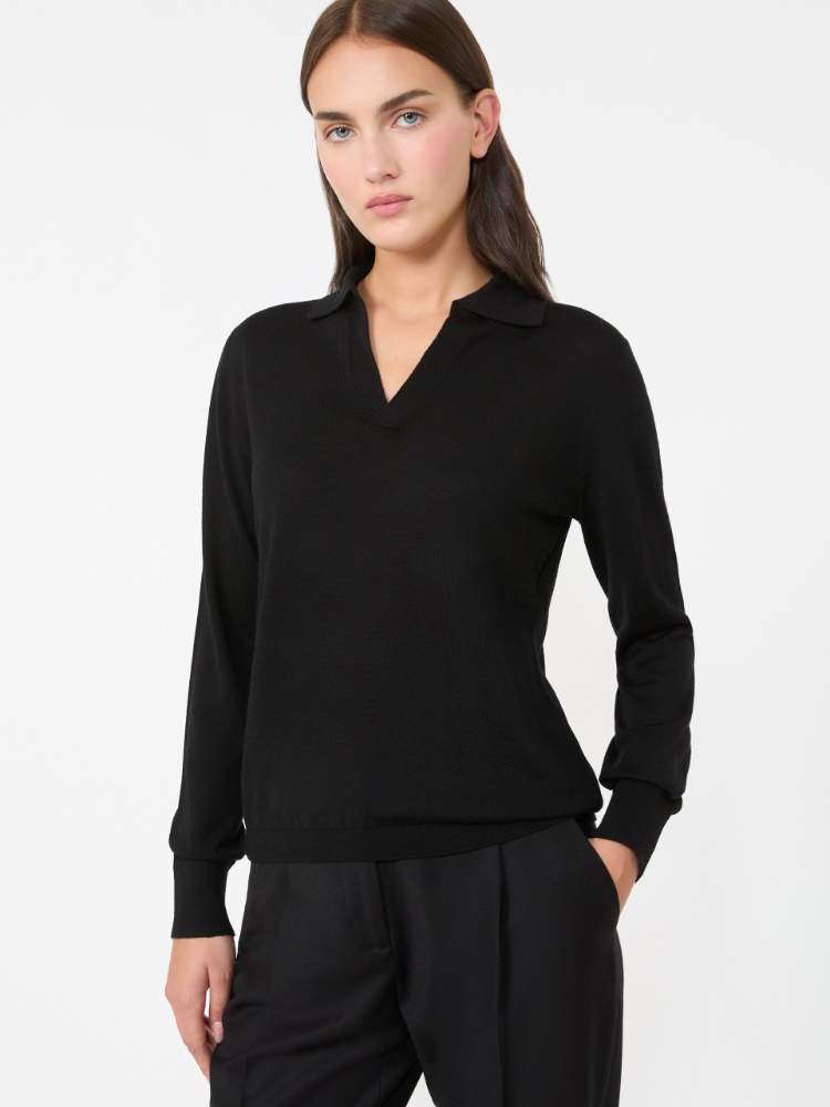 Wool and cashmere polo shirt - BLACK - Weekend