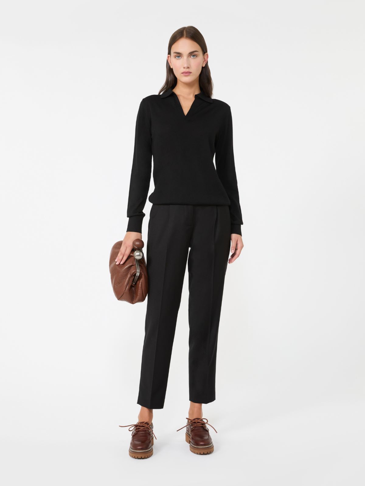 Wool and cashmere polo shirt - BLACK - Weekend