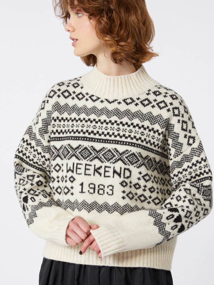 Wool and alpaca jacquard jumper - WHITE - Weekend