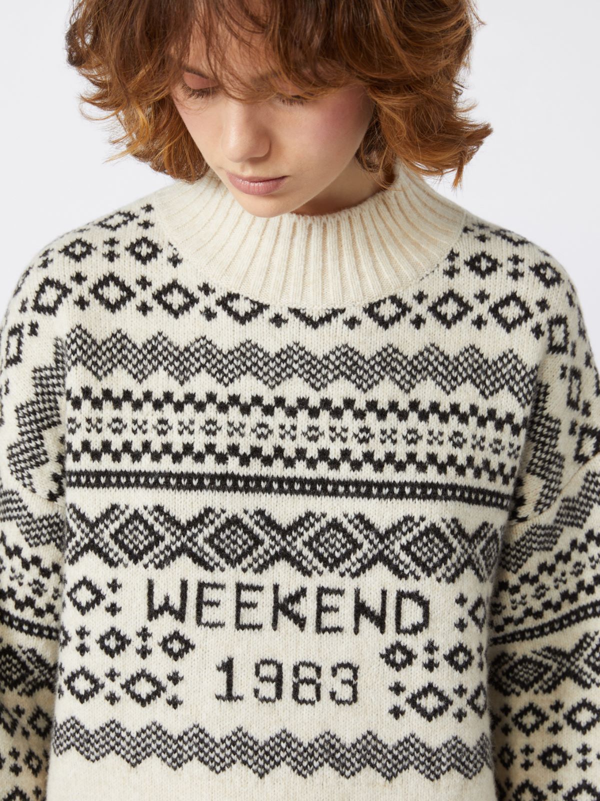 Wool and alpaca jacquard jumper - WHITE - Weekend - 5