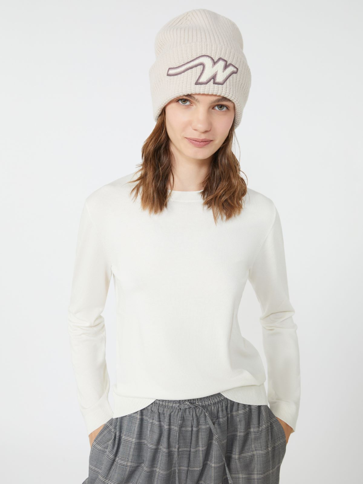 Silk and wool yarn jumper - ECRU - Weekend - 4