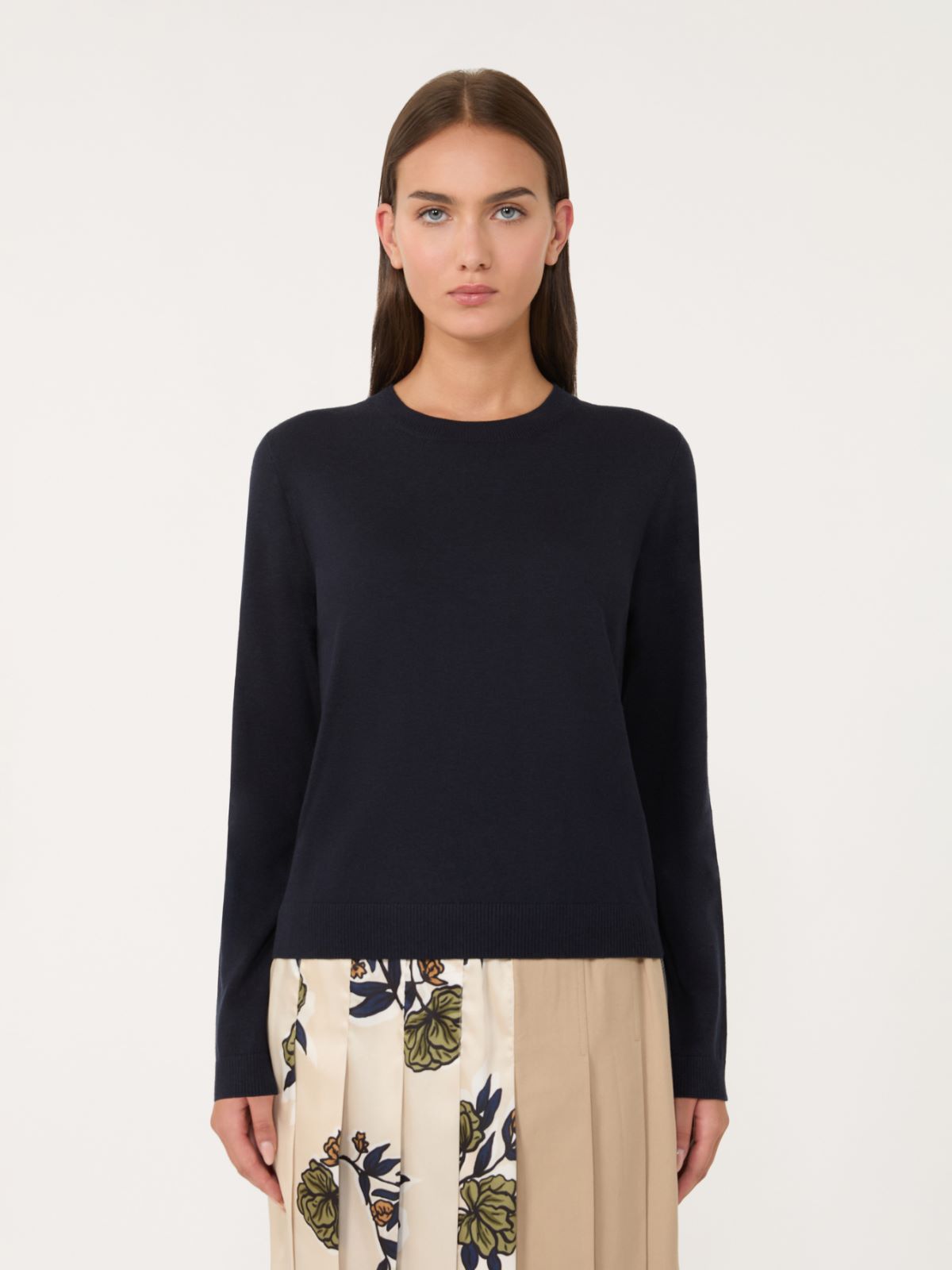 Silk and wool yarn jumper - NAVY - Weekend - 2