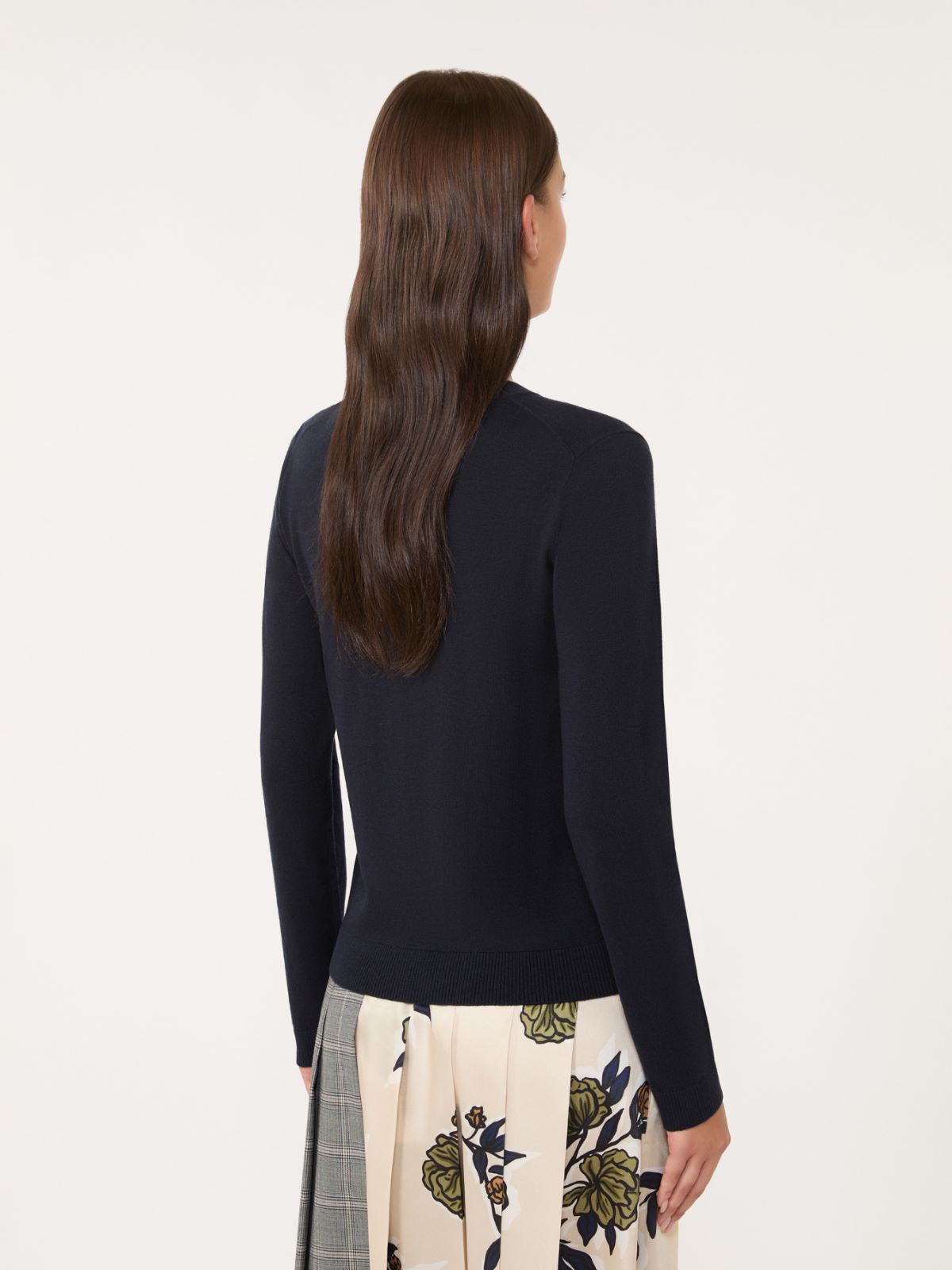 Silk and wool yarn jumper - NAVY - Weekend - 3