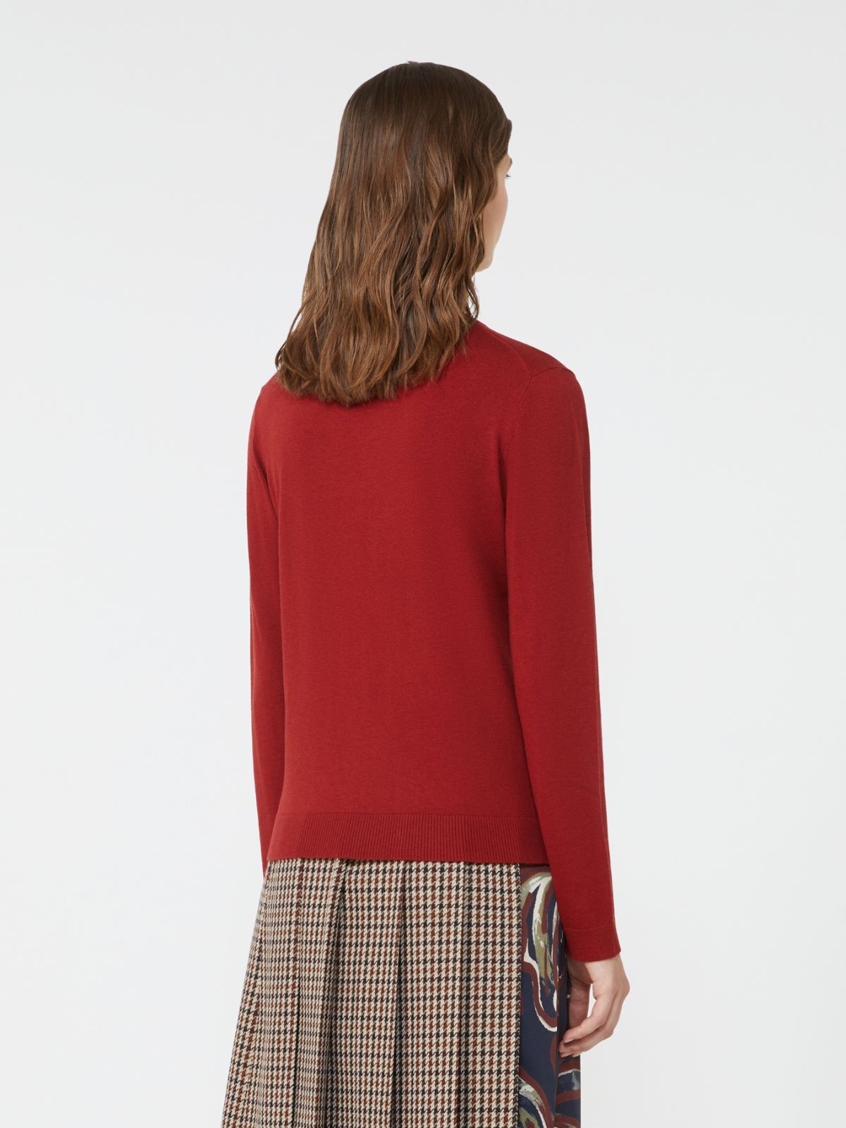 Silk and wool yarn jumper - BERRY RED - Weekend - 3