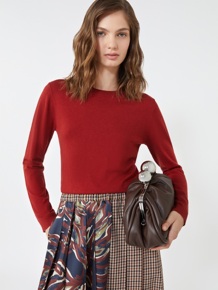 Silk and wool yarn jumper - BERRY RED - Weekend