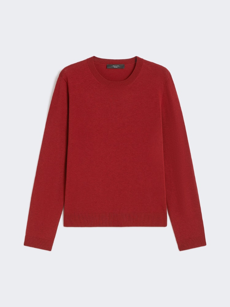 Silk and wool yarn jumper - BERRY RED - Weekend - 2