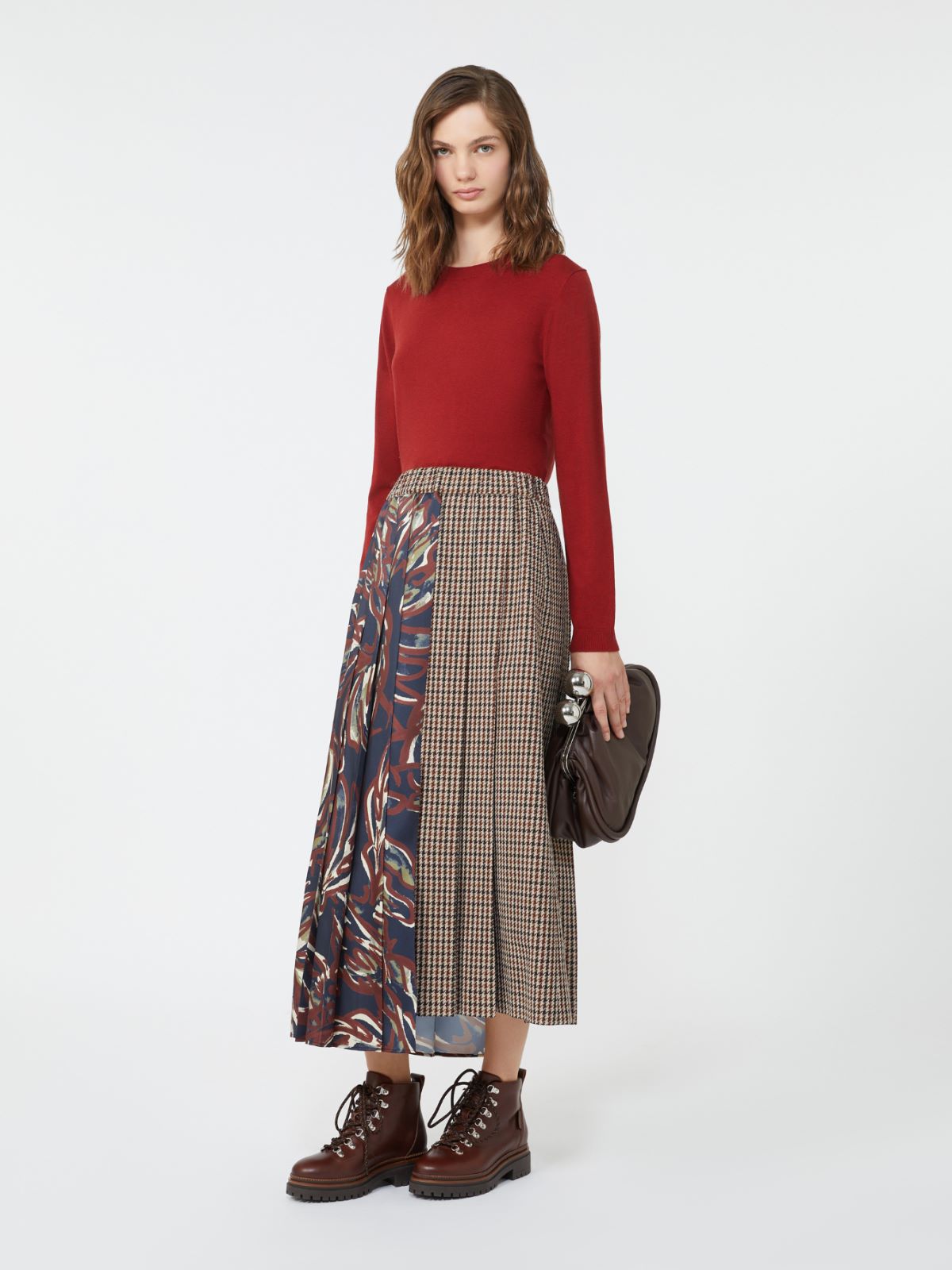 Silk and wool yarn jumper - BERRY RED - Weekend