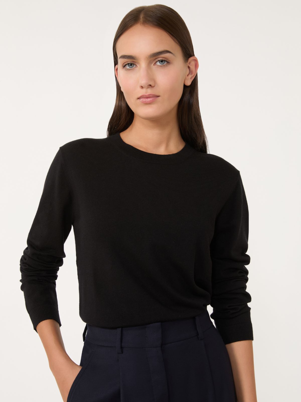 Silk and wool yarn jumper - BLACK - Weekend - 4