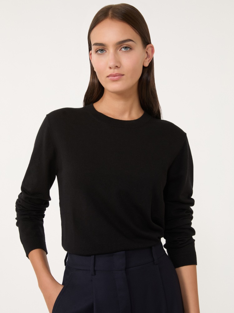Silk and wool yarn jumper - BLACK - Weekend