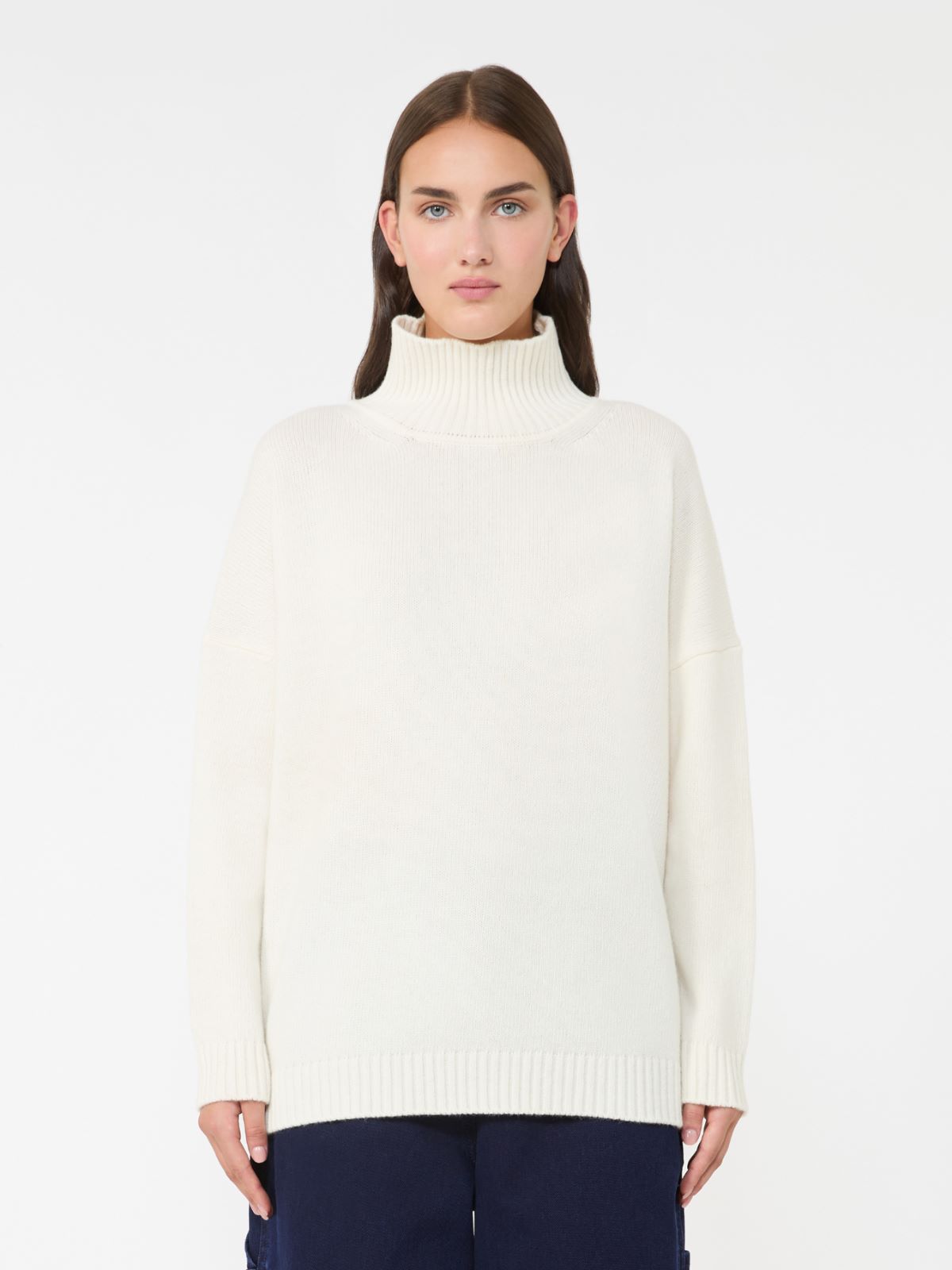Wool knit turtleneck jumper - ECRU - Weekend - 2
