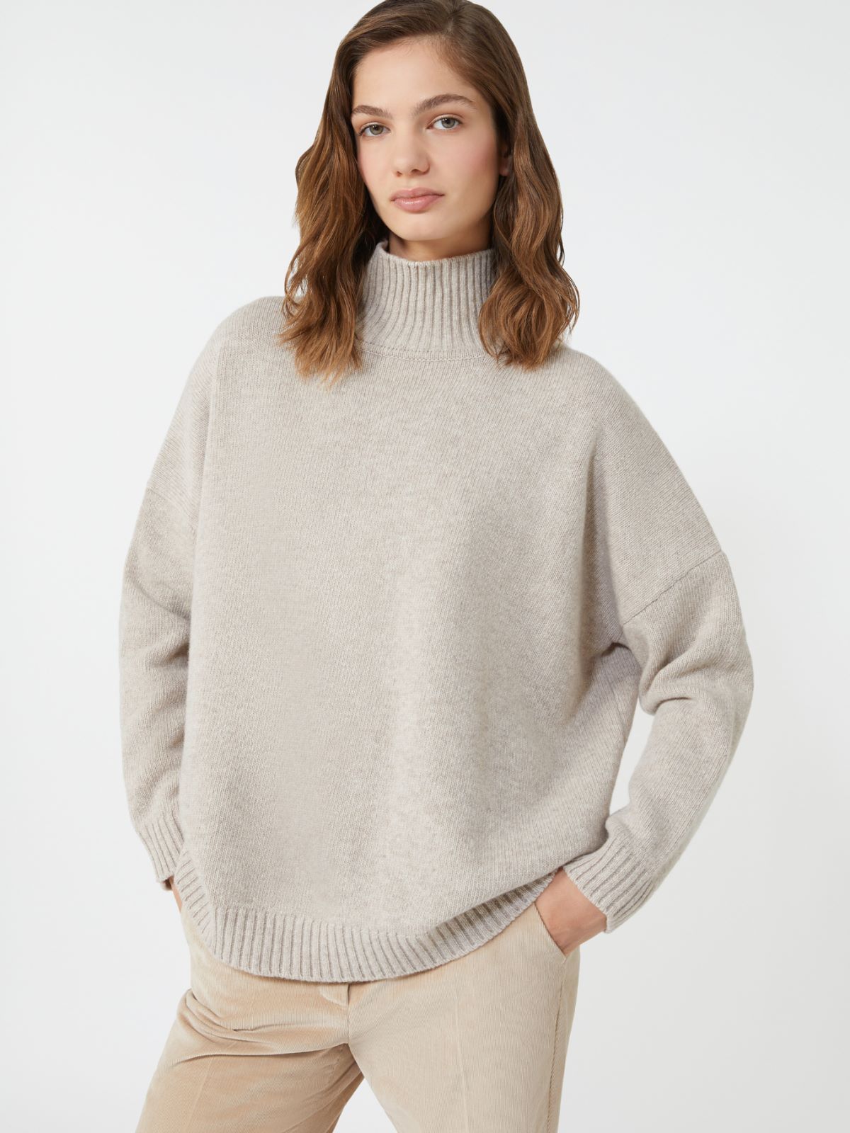 Wool knit turtleneck jumper - SAND - Weekend - 4