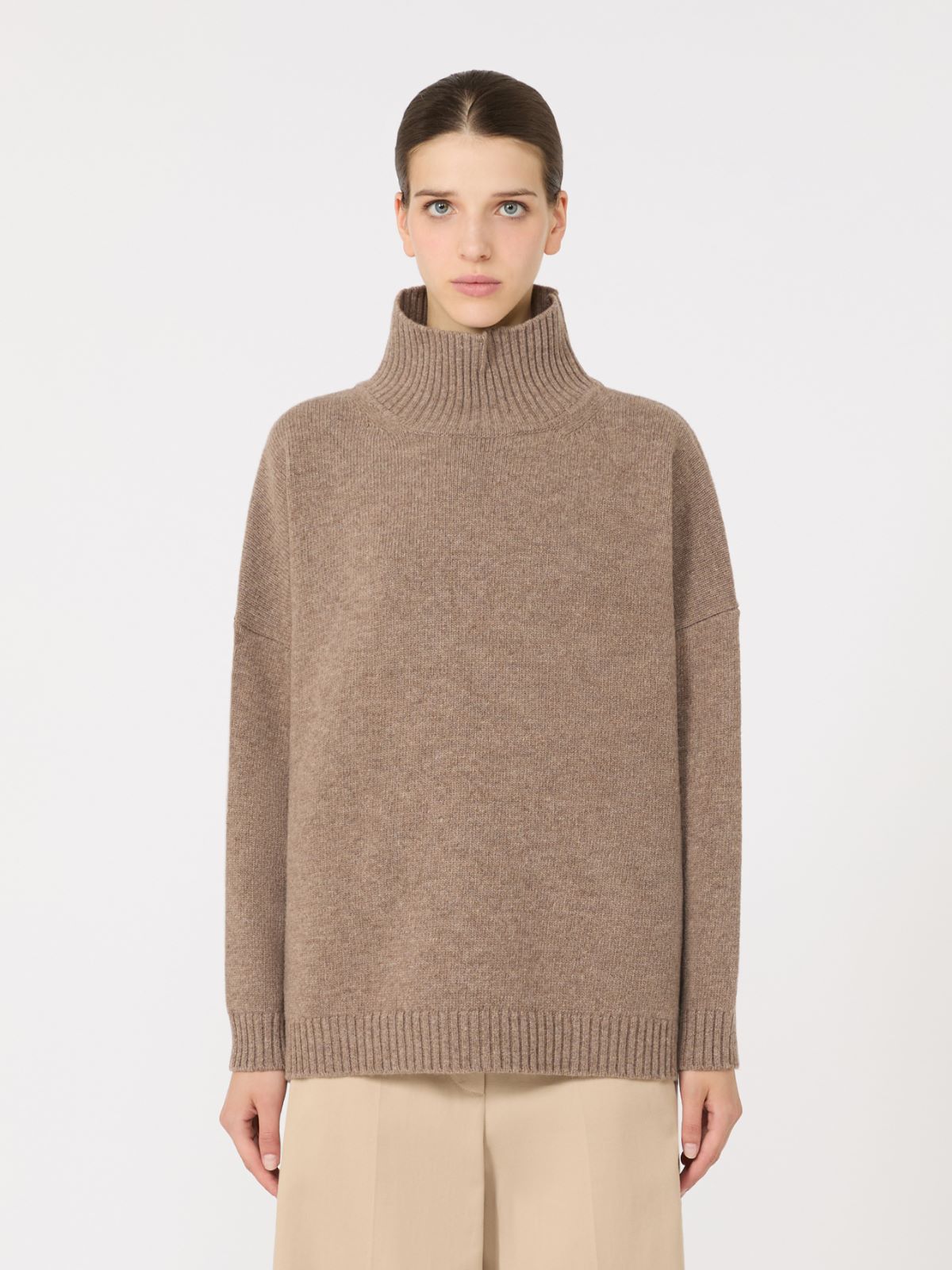 Wool knit turtleneck jumper - HAZELNUT BROWN - Weekend - 2