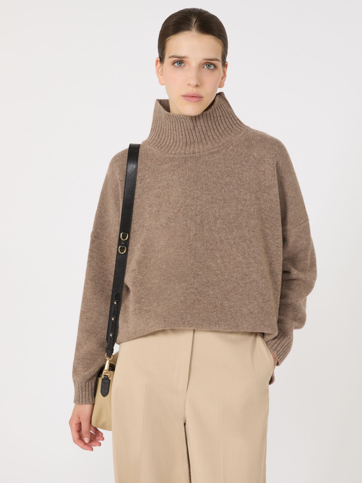 Wool knit turtleneck jumper - HAZELNUT BROWN - Weekend - 4