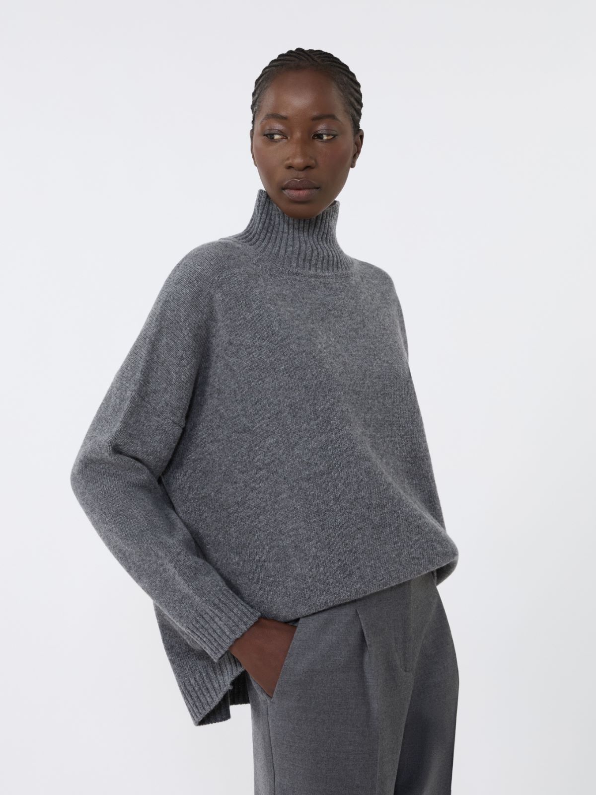 Wool knit turtleneck jumper - DARK GREY - Weekend - 4