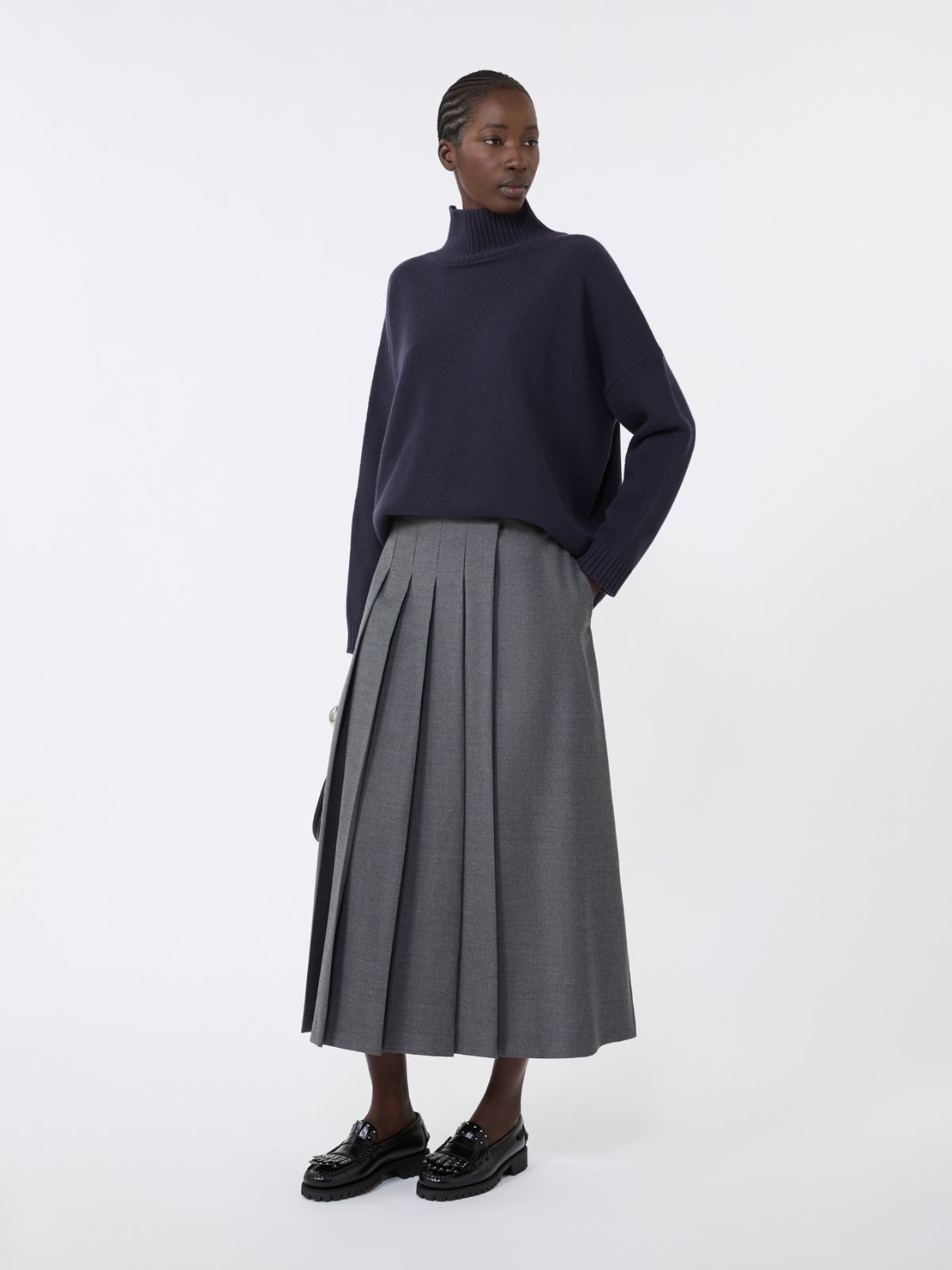 Wool knit turtleneck jumper - NAVY - Weekend