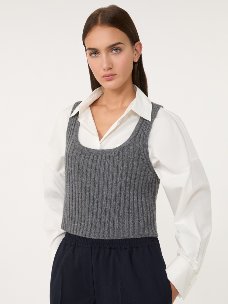 Wool knit top - DARK GREY - Weekend